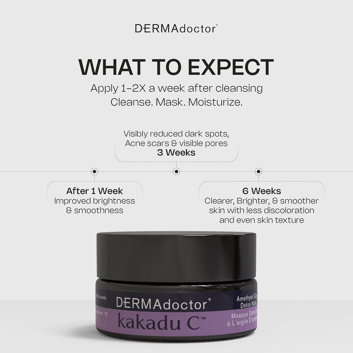 DERMAdoctor Clay Mask - Bentonite & Kaolin Clay Facial Detox | Pore Minimizer, Illuminator - 1.69 oz