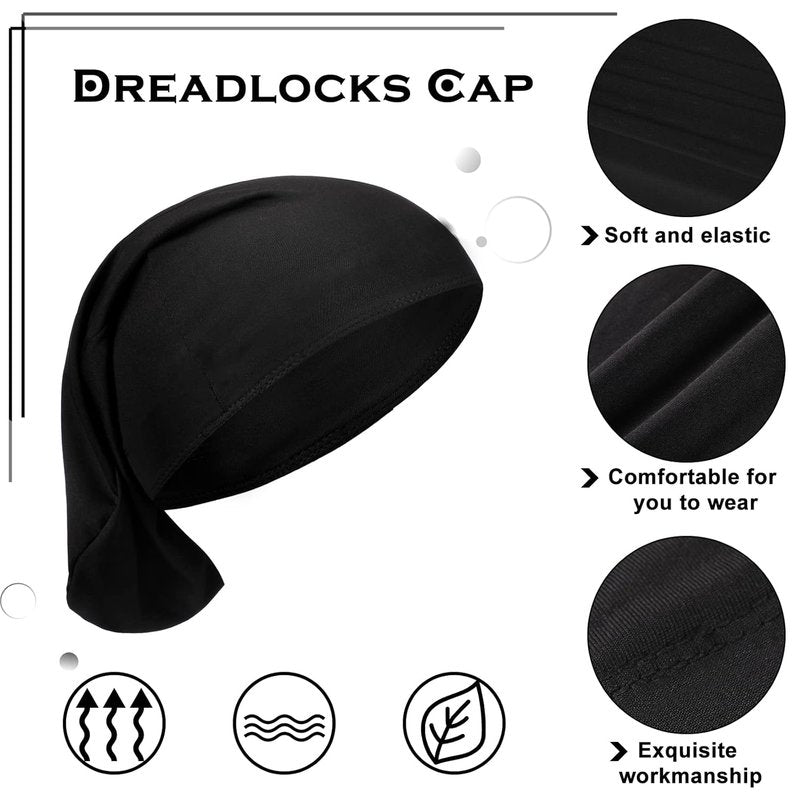 Dreadlock Cap Set - 6 Unisex Jumbo Night Shower Bonnets for Long Hair | Colorful Accessories