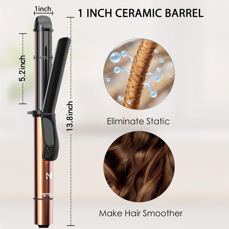 Nicebay Curling Iron, 1 Inch Hair Curling Wand with Ceramic Coating