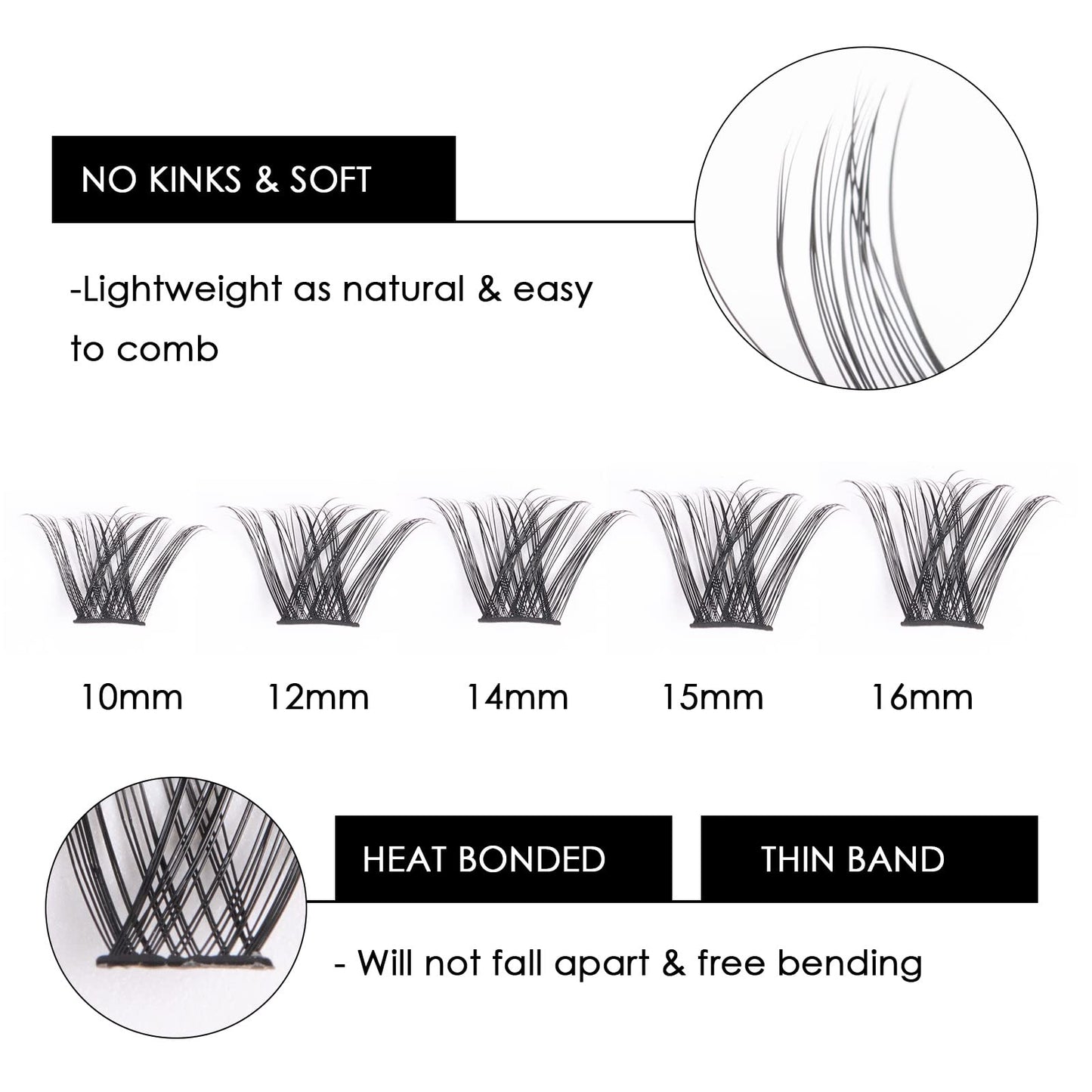 Lash Clusters 300pcs Manga Lash Extension Kit 10-18mm Cluster Eyelash Extensions Natural Lash Individual Lashes -M36-Natural