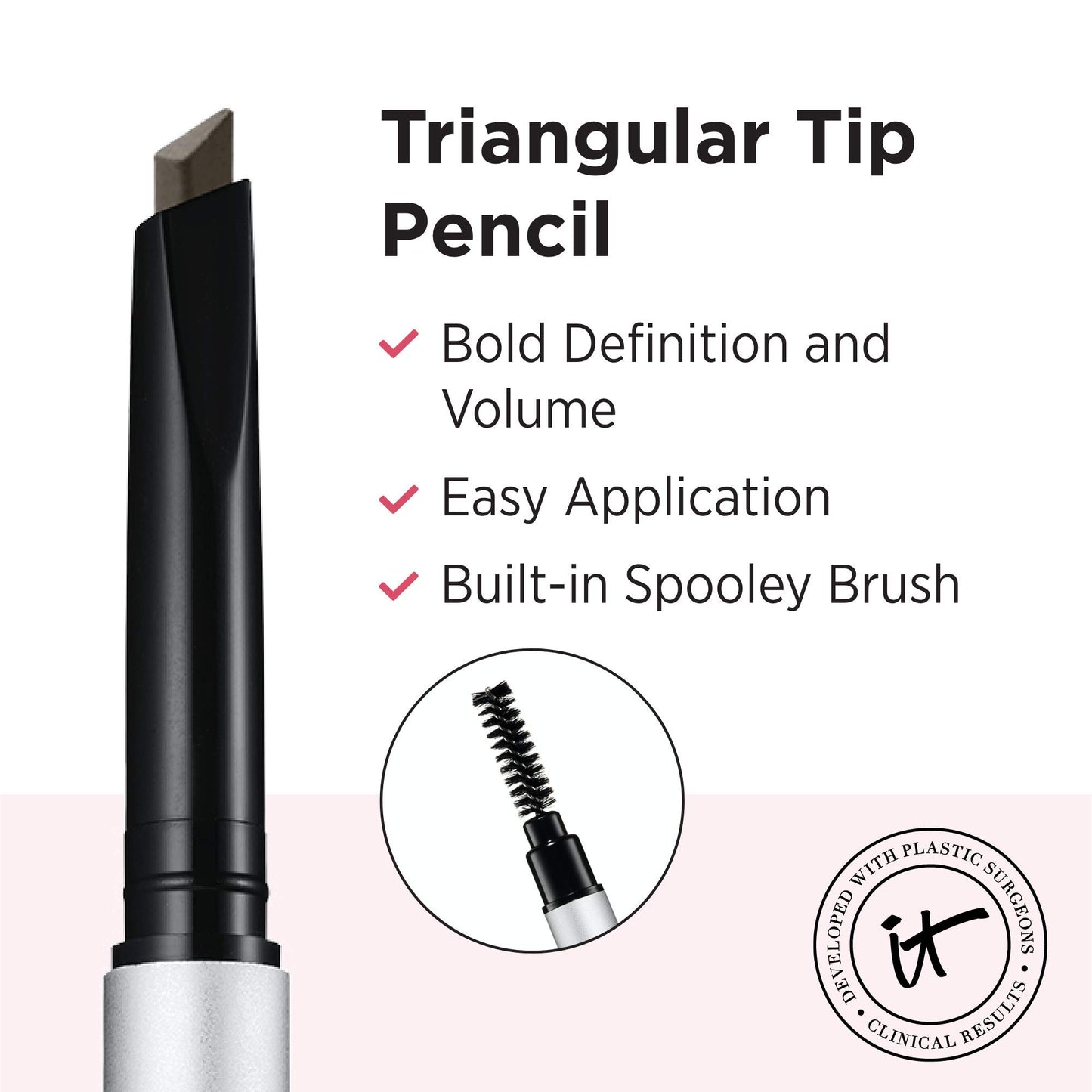 IT Cosmetics Brow Power Eyebrow Pencil - Universal Shades, Long-Lasting, Budge-Proof, Easy to Apply, Mimics Real Hair, Nourishing Biotin, Pressure Responsive Application, Built-in Spoolie Brush