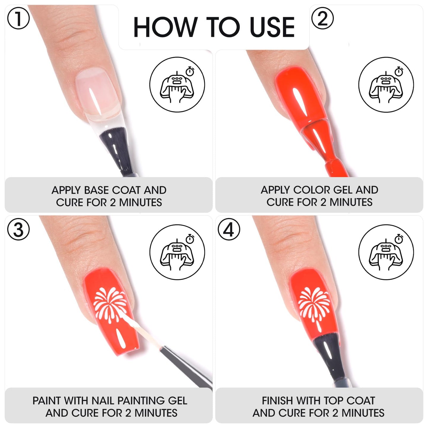 GELLEN Nail Painting Gel, 2Pcs 8G Black & White, No Wipe Pat Painting