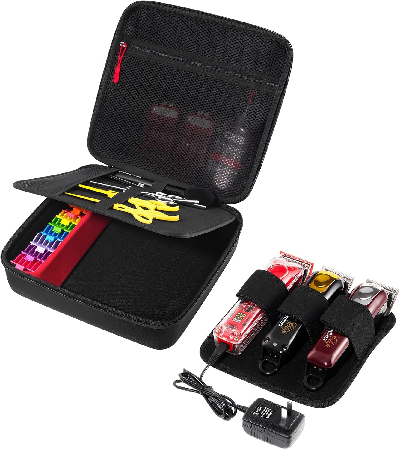 ProCase Hard Barber Accessories Case - Travel Bag for 3-4 Hair Clippers & Supplies | Portable Organizer in Black