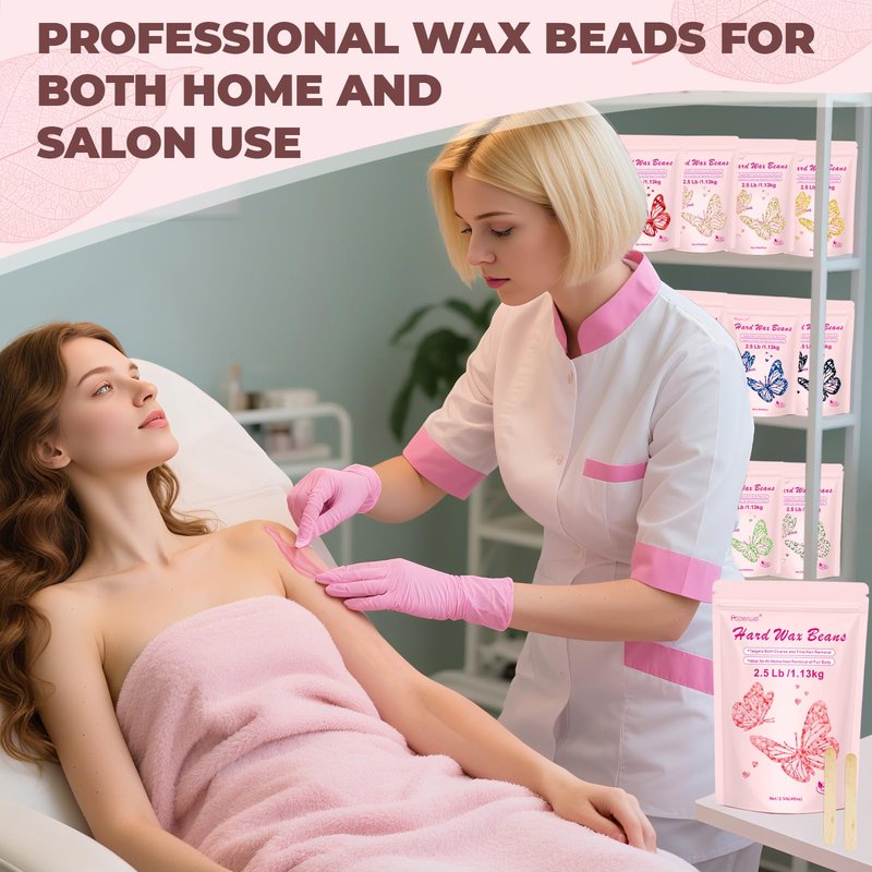 Auperwel Wax Beads for Hair Removal for Brazilian, Eyebrow Waxing 2.5LB with 20 Spatulas, Hard Wax Beads for Hair Removal (300g/10.5oz) with10pcs Applicators, At Home Waxing Beads for Face, Eyebrow