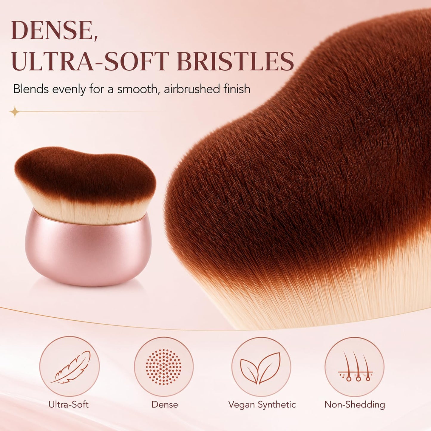 Body Makeup Brush for Self Tanner – Wide Kabuki Brush Applicator for Body Blending, Bronzer, Leg Makeup & Concealer, Streak-Free Full-Body Coverage Perfector, Pink