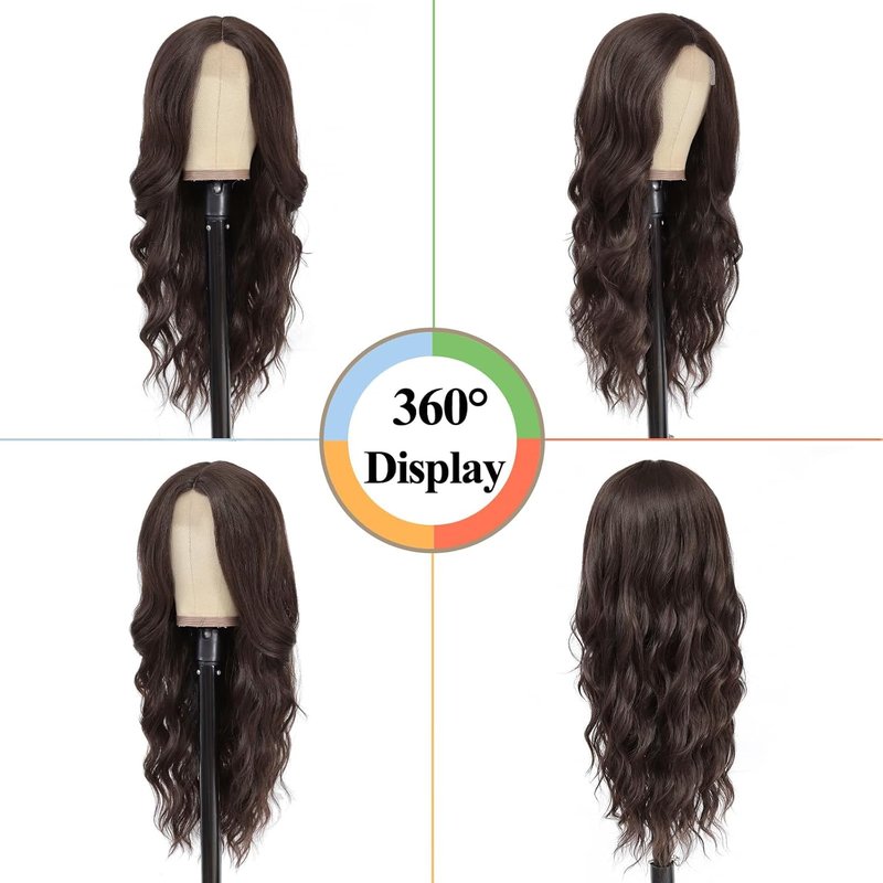 Long Wavy Wig for Women - Dark Brown Synthetic Heat Resistant Fiber | 26 Inch Daily Party Wear