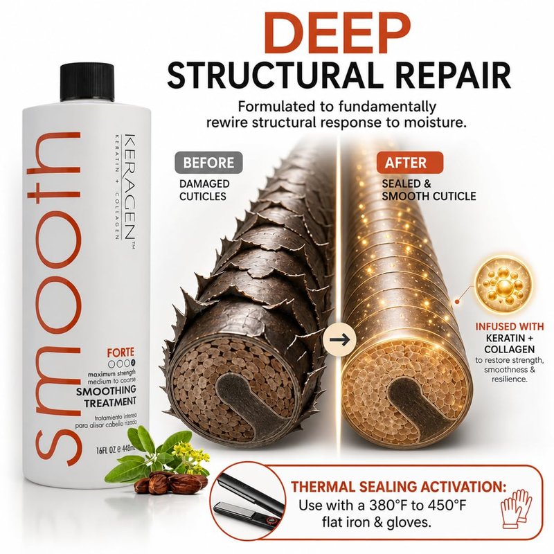 Keragen Brazilian Keratin Hair Treatment - Smoothing Blowout System for Dry, Damaged Hair | Sulfate-Free, 16 Oz