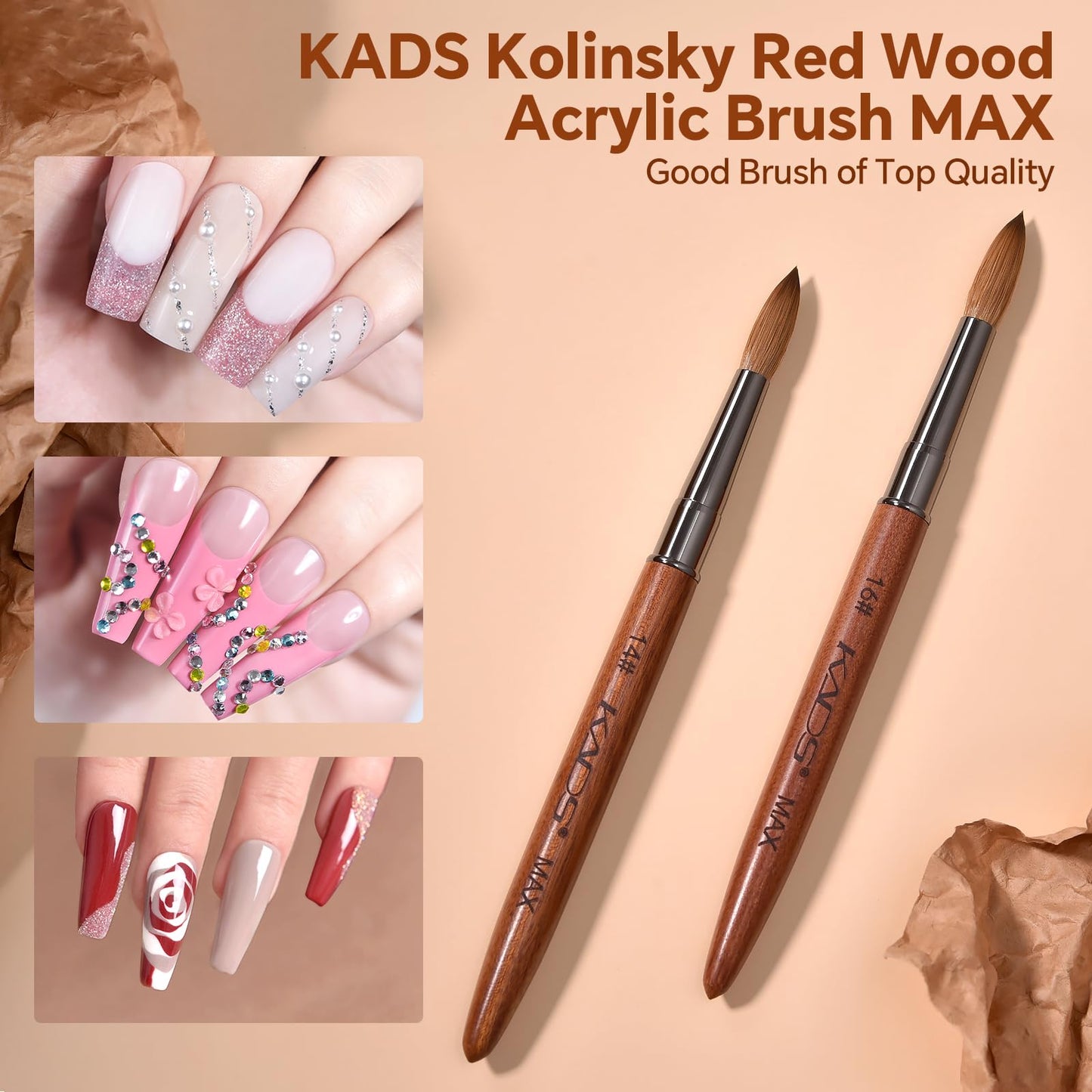 KADS Upgrade Acrylic Nail Brush Pure Kolinsky Hair Acrylic Round Shaped Supermarket Standard (16#)