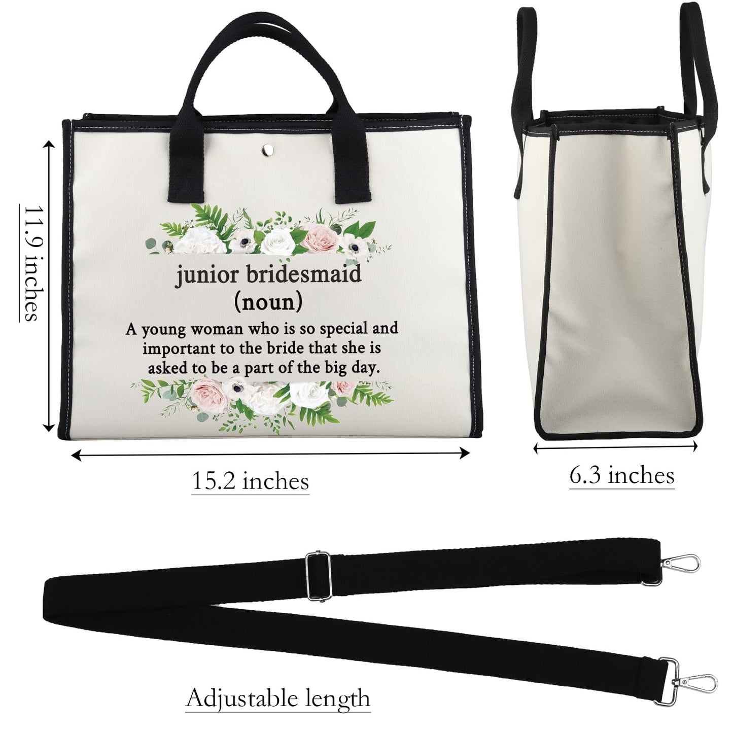 WCGXKO Junior Bridesmaid Gift Maid of Honor Proposal Gift Wedding Day Zipper Pouch Makeup Bag For Bridesmaid (Junior Bridesmaid LT)
