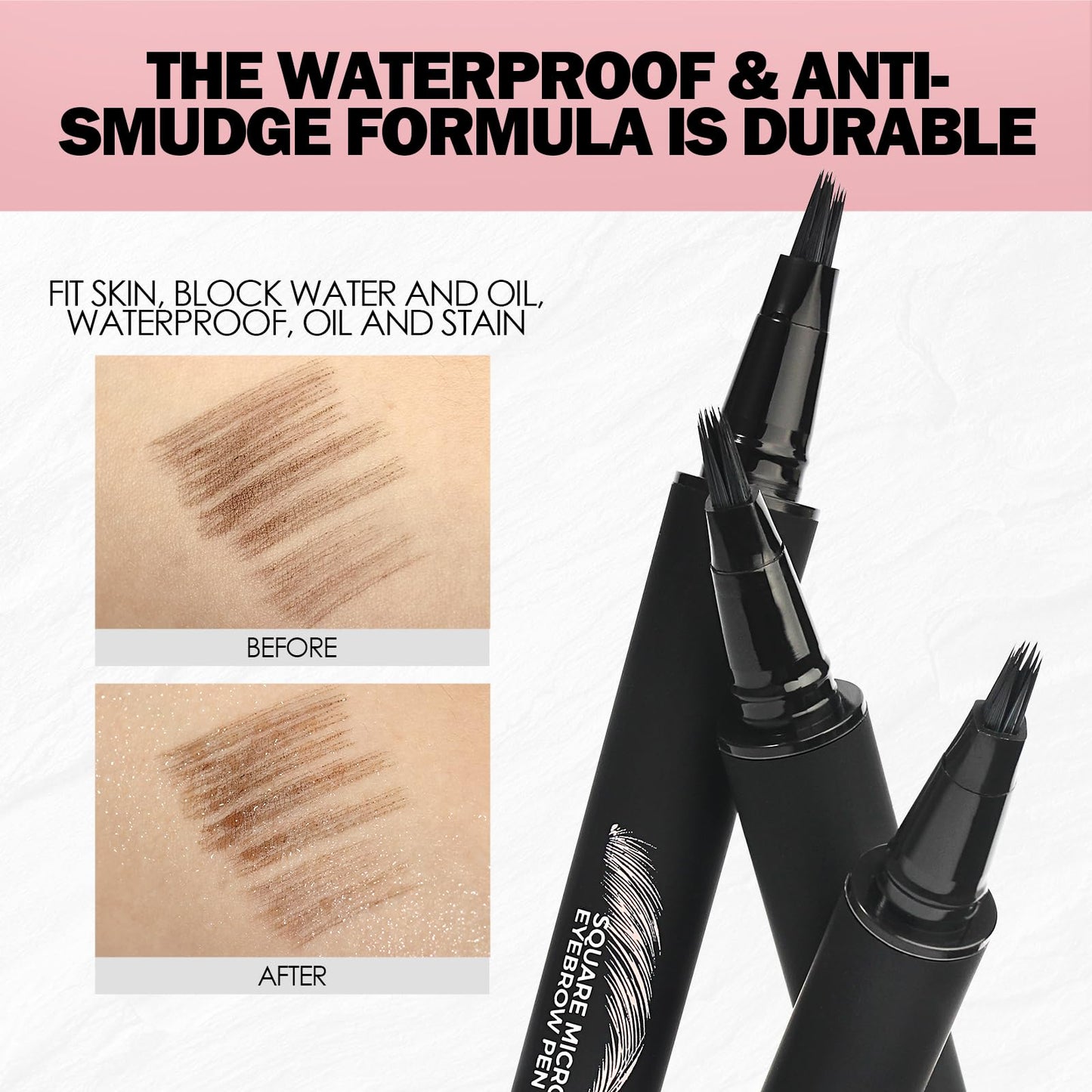 Anglicolor Microblading Eyebrow Pen, Liquid Eyebrow Pen, Square Angled Eyebrow Brush Natural Hair-Like Brow, Long-Lasting, Waterproof Eye brow Pencil for Women and Girls Makeup (03 Slate Brown)
