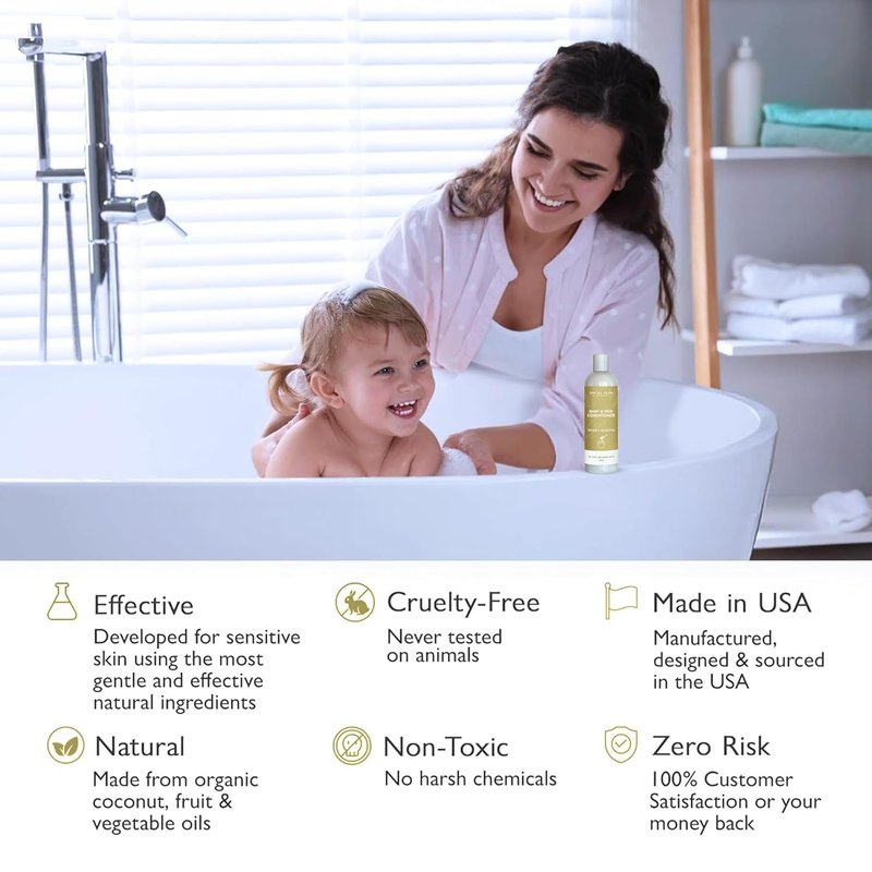 Organic Baby & Kids Conditioner - Gentle Vitamin-Rich Formula for Sensitive Scalps | 12oz (Honey Almond, Pack of 2)