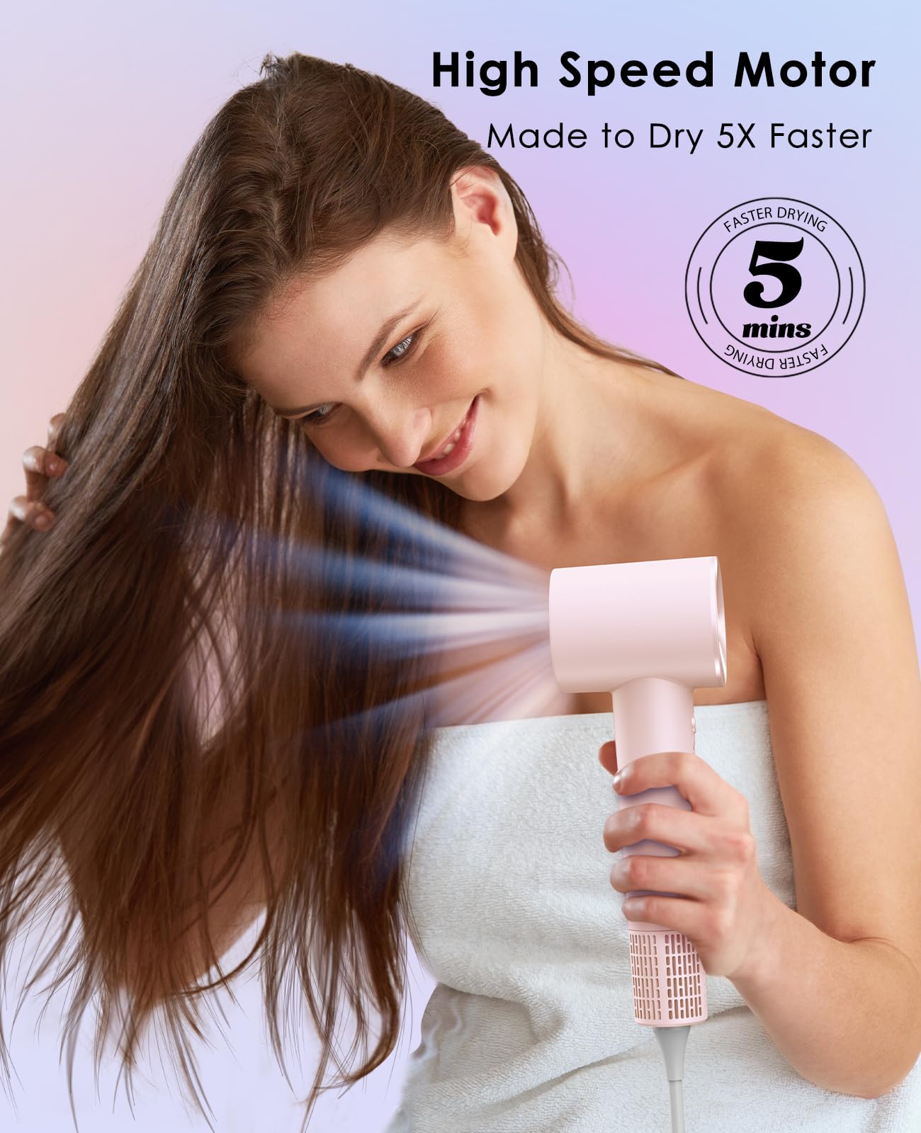 OSOU Hair Dryer, Negative Ionic Hair Dryers, High-Speed Blow Dryer with 110, 000 RPM Brushless Motor, Fast Drying Lightweight Travel Hairdryer, Low Noise Home Hair Dryer with Smooth Nozzle