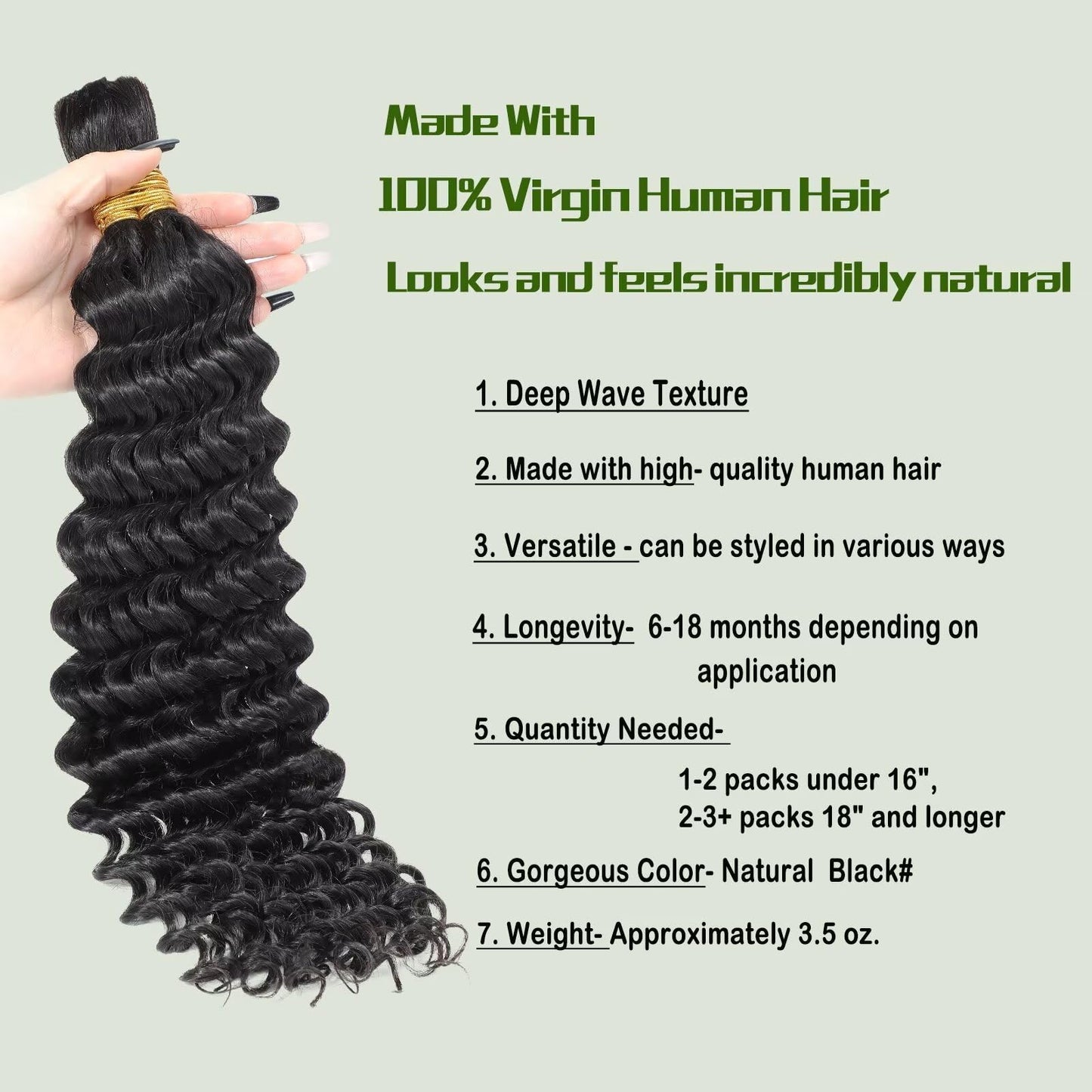 Deep Wave Bulk Human Hair for Braiding Highlight Micro Braiding Hair for Boho Braids Faux Locs Boho Knotless Braids Human Hair Braiding Hair No Weft 2Bundles(22inch, #P4/27)