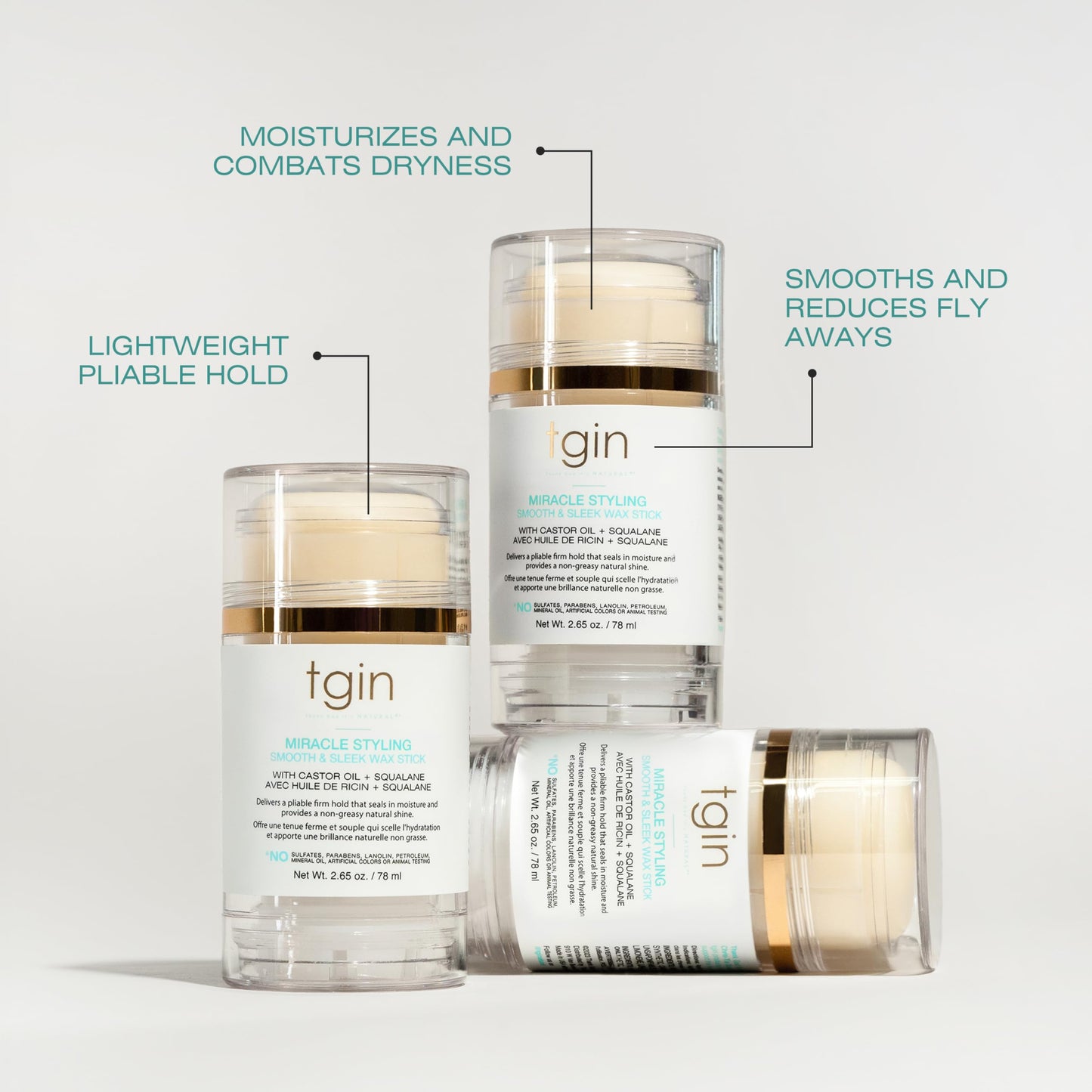 Thank God It's Natural tgin Miracle Styling Smooth & Sleek Wax Stick For Women – Tames Frizz & Flyaways – 2.7 oz