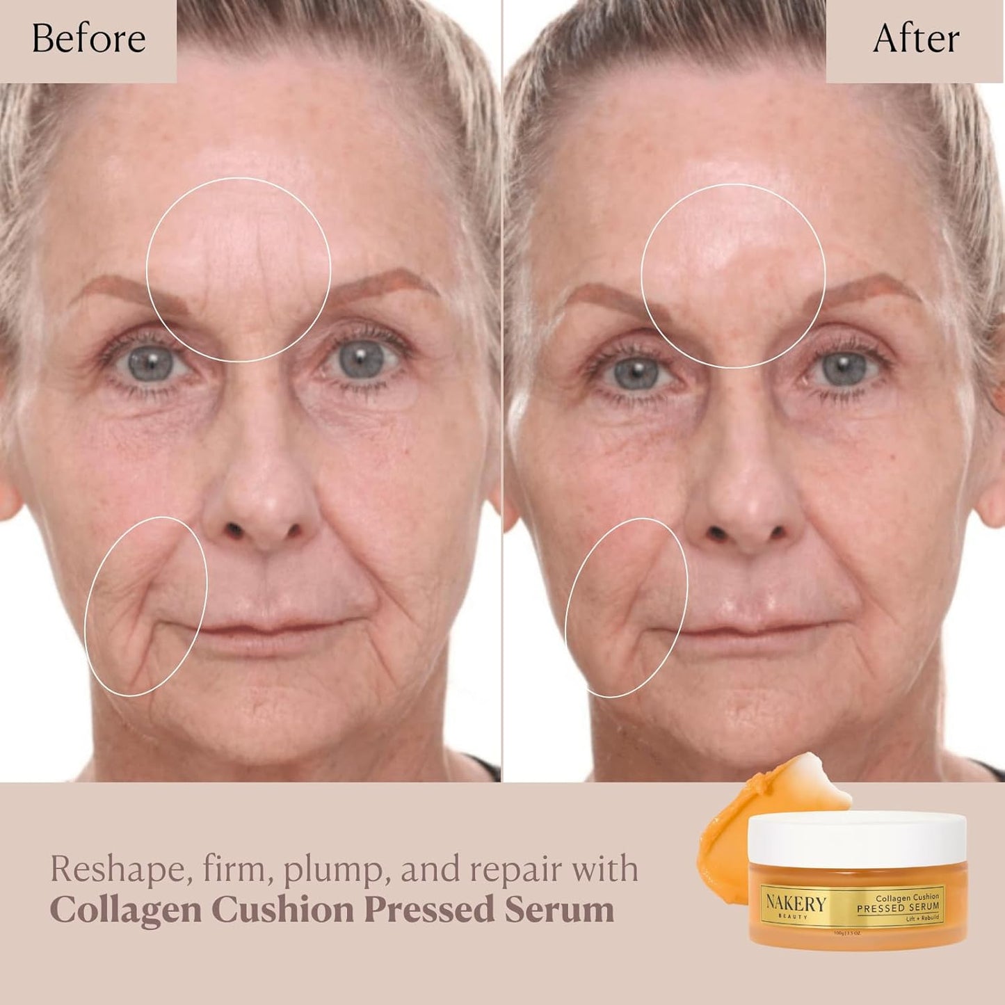 Collagen Cushion Pressed Serum - Anti-Aging Hydrating Face Cream with Retinol & Peptides | Skin Tightening for Wrinkles & Stretch Marks