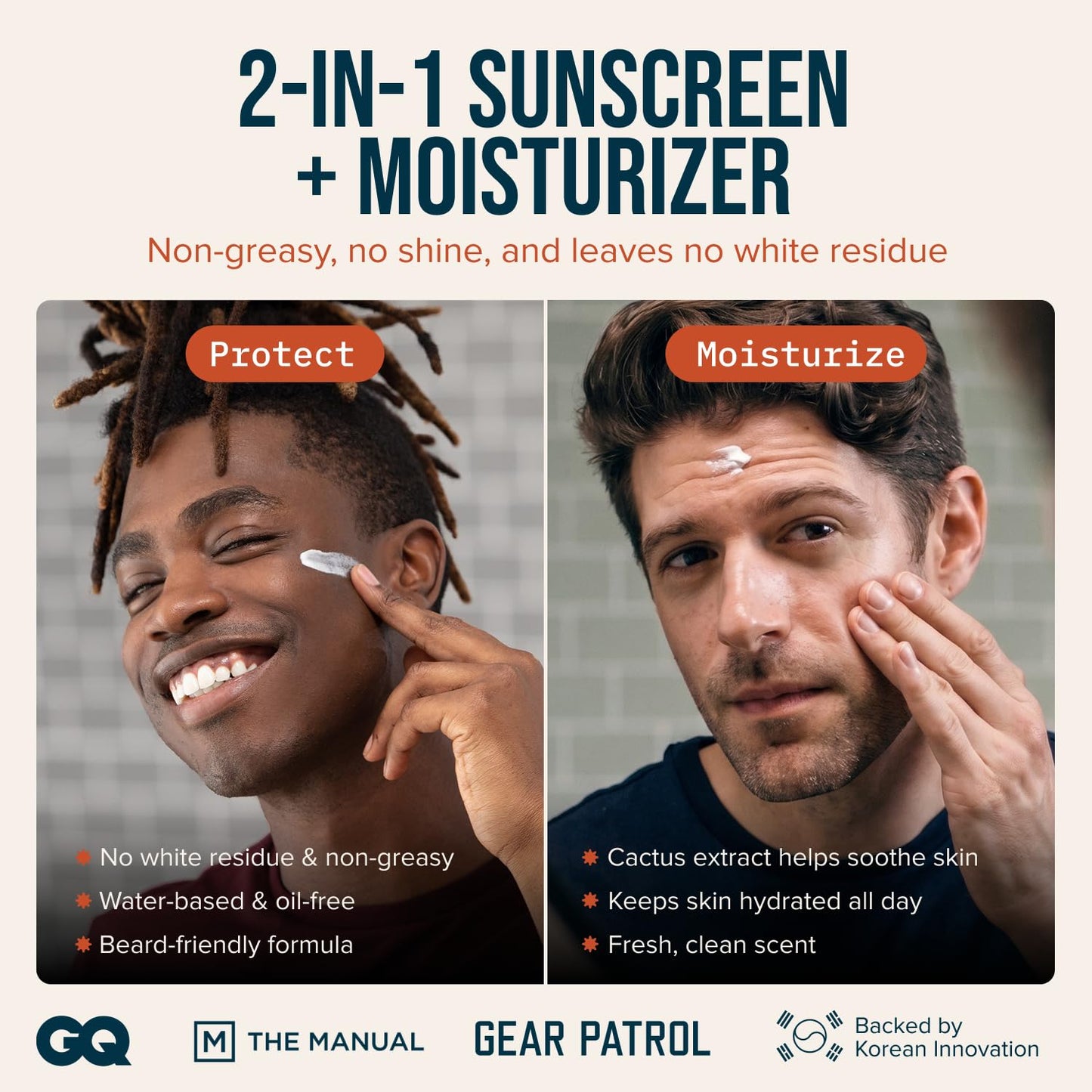 Cardon Men's SPF 30 Korean Sunscreen for Face, Facial Moisturizer With Sunblock, Anti-Aging Face Sunscreen, SPF Facial Moisturizer, Men's Skin Care Lotion with Cactus Extract (1 Bottle - 35ml)
