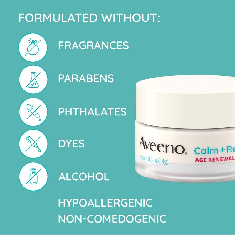 Aveeno Calm + Restore Age Renewal Anti-Aging Eye Gel, Under Eye Cream with Nourishing Oat & Cranberry Extract Visibly Improves the Look of Wrinkles & Crow's Feet, Fragrance Free, 0.5 oz