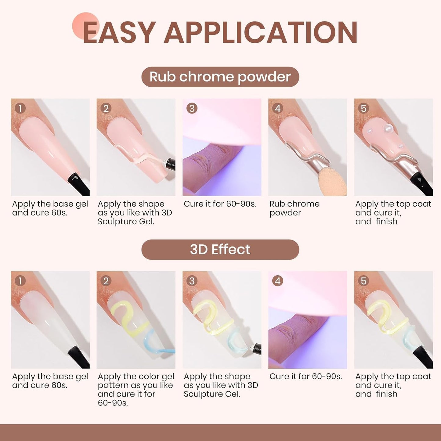 Vishine 2Pcs 3D Nail Gel Nail Art - Clear Sculpting Gel for nail Designs DIY Nail Art 3D Rhinestone, Drawing, Molding, Sculpture and Decoration Manicure Charms