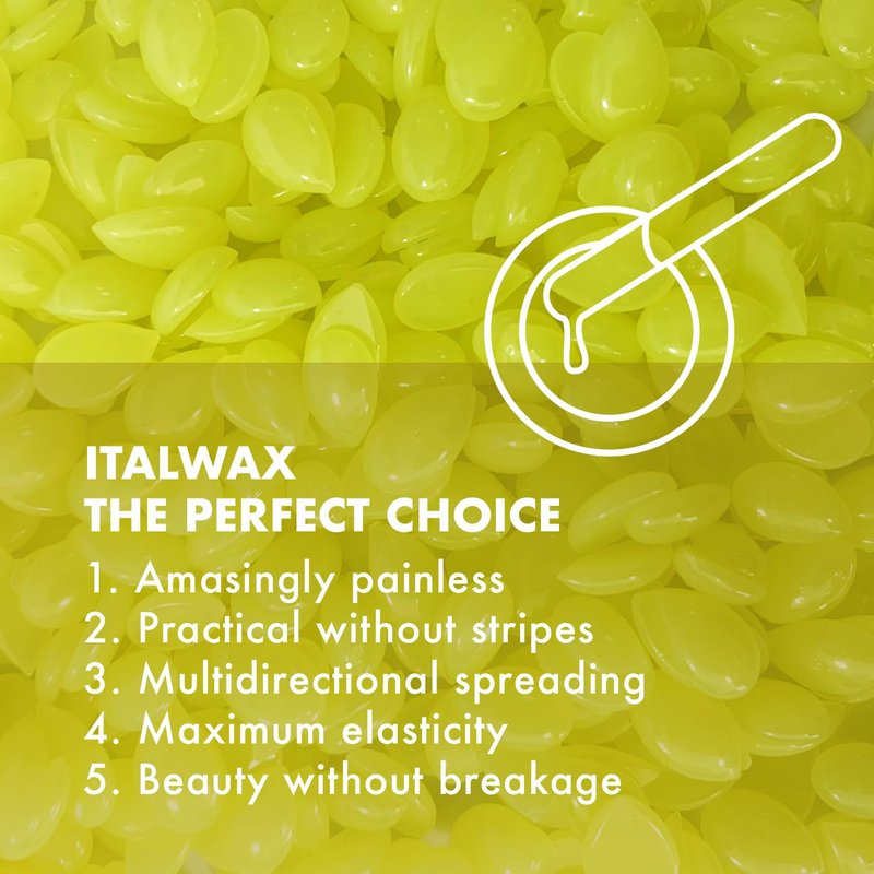 Italwax Top Line Argan Hard Wax Beads 1.65 lb (750 g) – Fast-Setting Transparent Jelly Wax Enriched with Argan Oil, Floral Scent, Strong Grip for Face & Underarms, Professional Use – Made in Italy