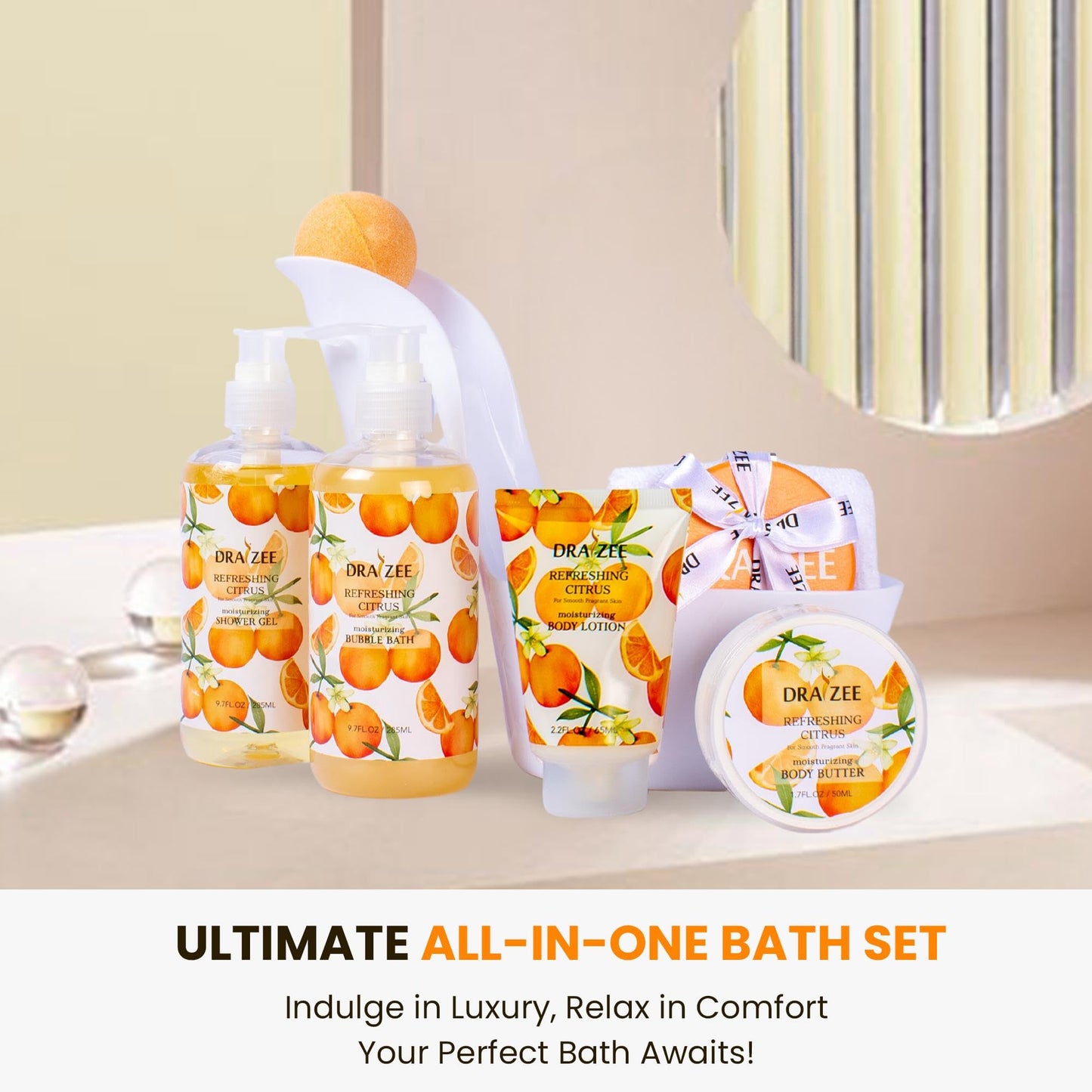 Draizee Heel Shoe Spa Gift Basket for Women, 8 Pc Citrus Scented