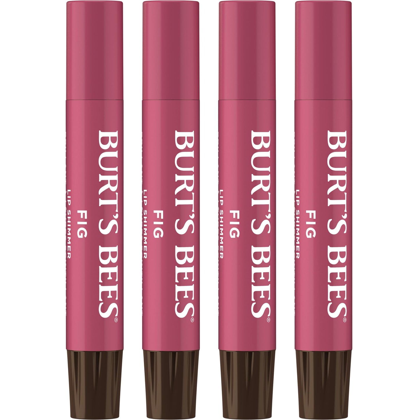 Burt's Bees Shimmer Lip Tint Set, Mothers Day Gifts, Tinted Lip Balm Stick, Moisturizing for All Day Hydration with Natural Origin Glowy Pigmented Finish & Buildable Color, Fig (4-Pack)