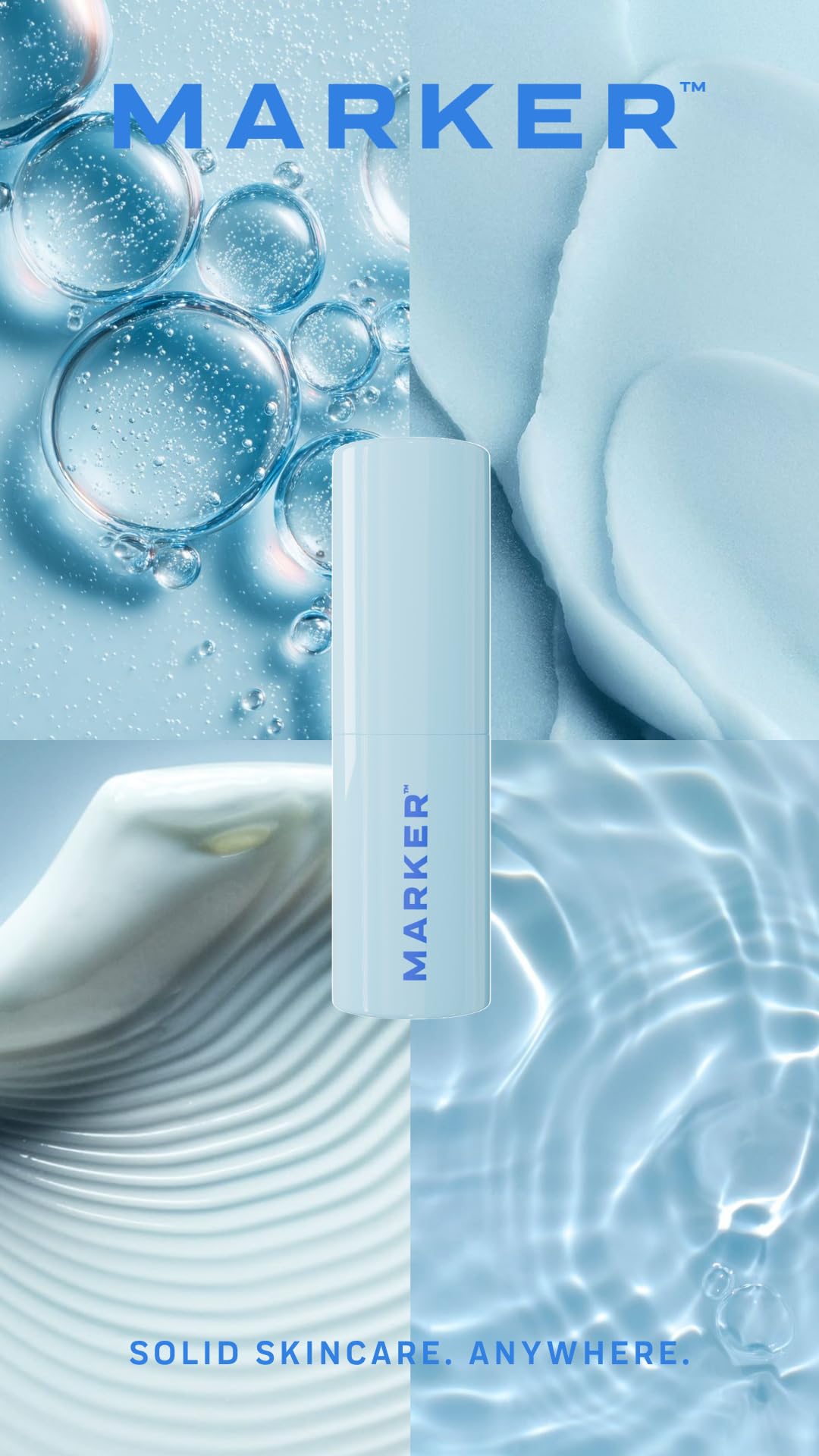 MARKER Hydrate Stick, Hyaluronic Acid Serum Stick for Dry Skin, Plumpness & Smooth Texture, with Squalane, 0.3 oz (10 g), Travel-Ready
