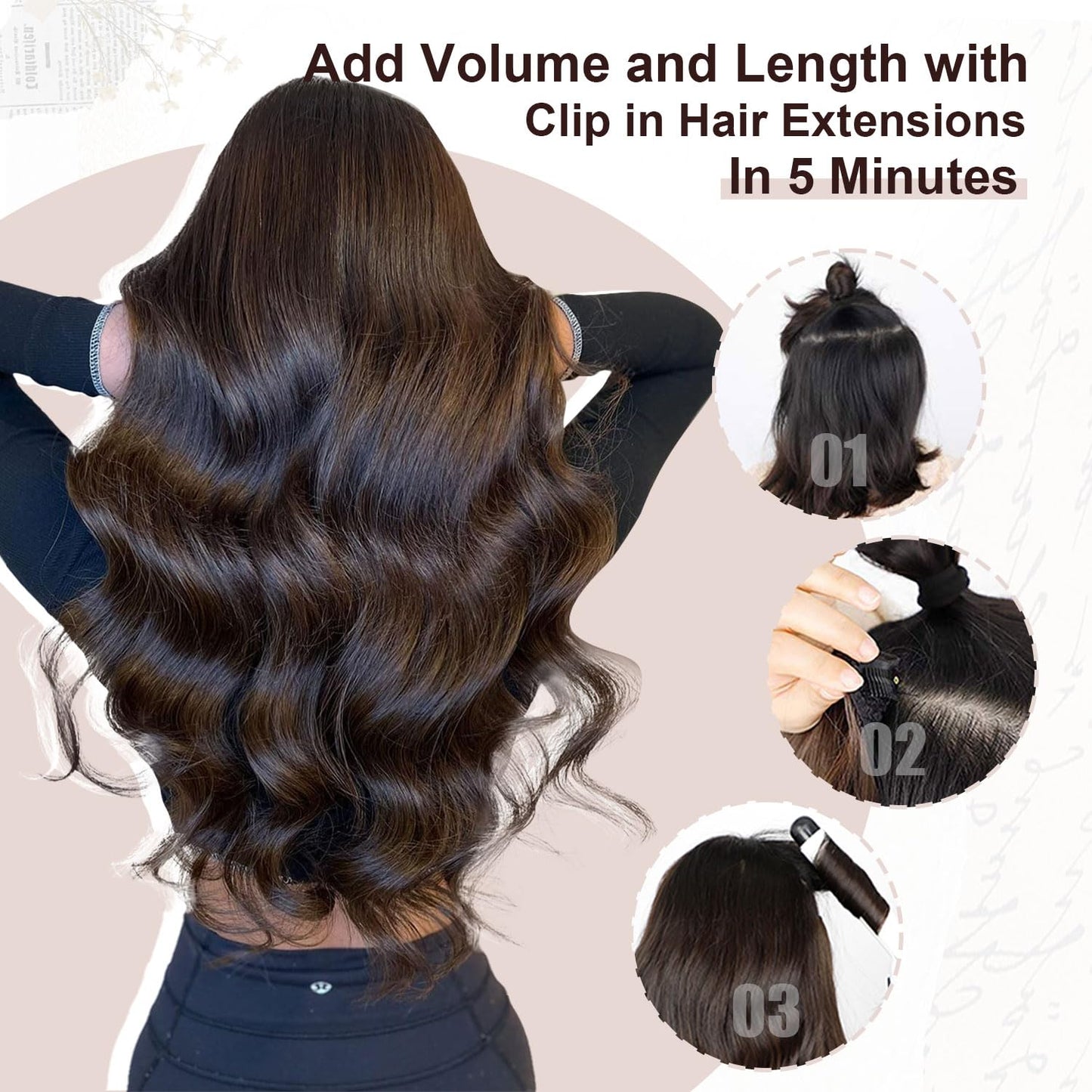 XDhair Black Clip in Hair Extensions Human Hair 100g 14Inch Black Clip in Hair Extensions 6Pcs Straight Real Hair for Women (#1,14Inch)
