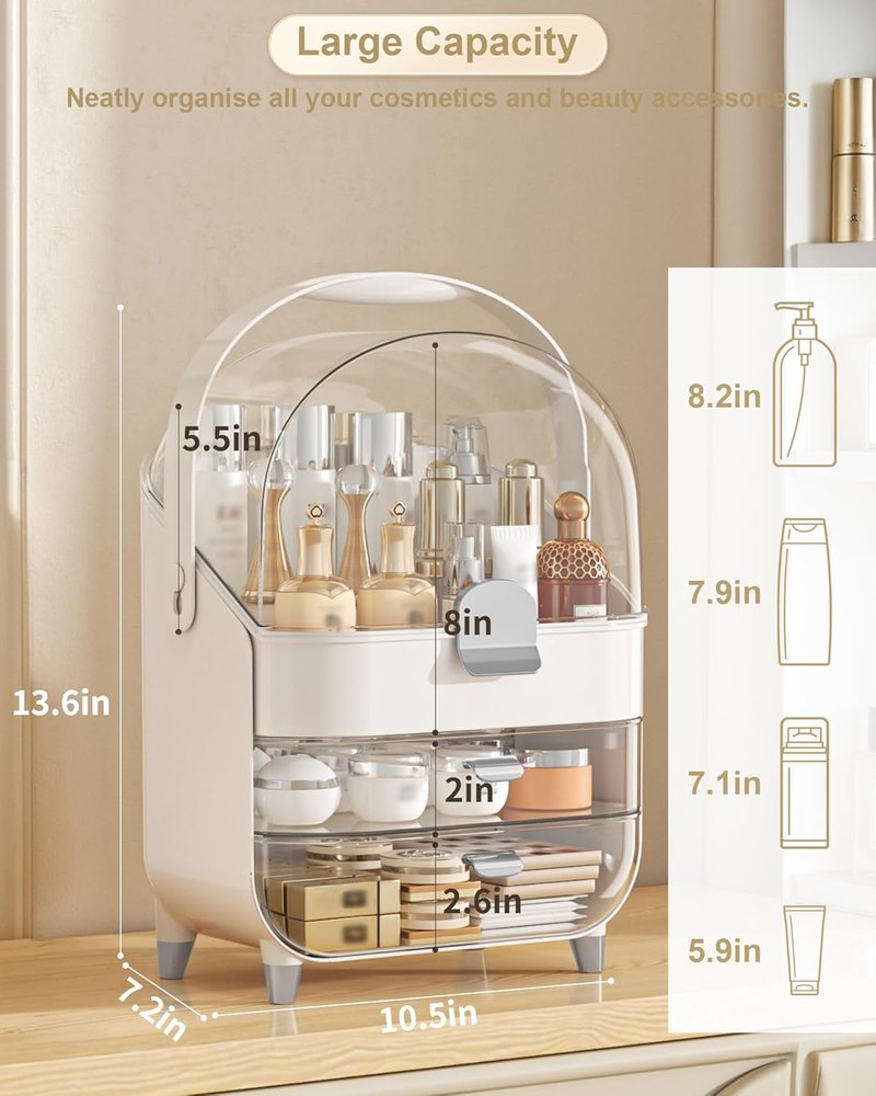 Makeup Organizer - Countertop Skincare Holder & Cosmetic Storage Box | Ideal Teen Girl Gift for Vanity & Dresser