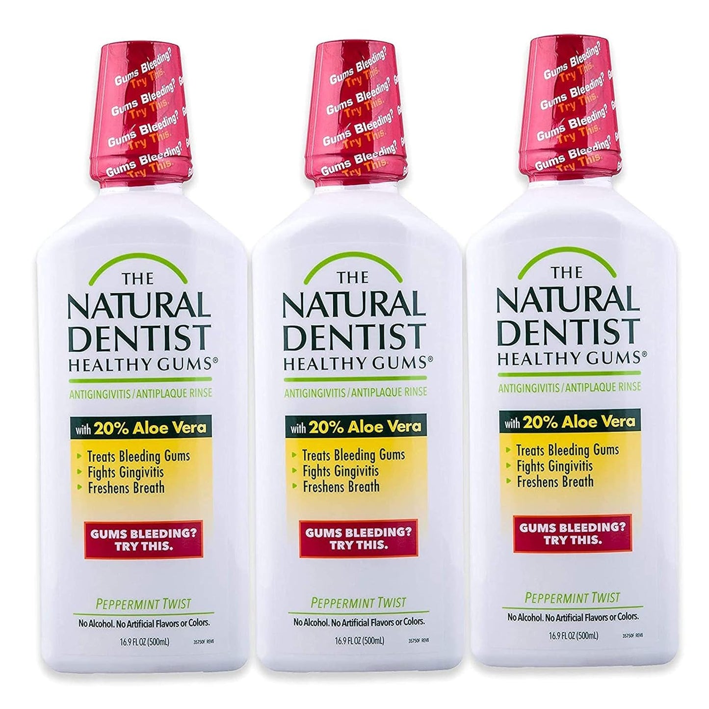 The Natural Dentist Healthy Gums Mouth Wash, Peppermint Twist Flavor, 16.9 Ounce Bottle (Pack of 3)