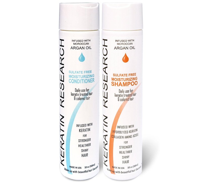 Keratin Research Natural Argan Oil Infused Sulfate Free Shampoo and Conditioner 2 bottles Value Set for Keratin Treatments, Maintainance After Care, post treatment shampoo Conditioner (300ml 2 pack)