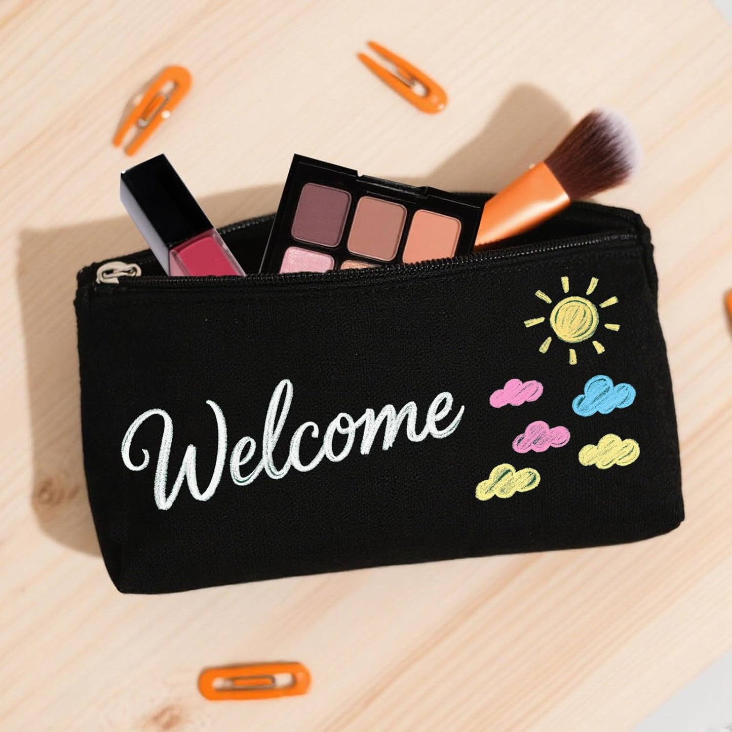 Canvas Zipper Makeup Bags - 84 Pcs Bulk Pencil Pouches for DIY Crafts | Black Cosmetic Storage Set