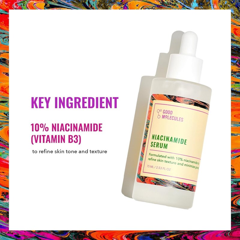 Good Molecules Niacinamide Serum – 10% Niacinamide to Target Blemishes, Nourishment, and Skin Tone – Ultra Hydrating & Brightening Skin Care for Face – 75 ml / 2.53 fl oz