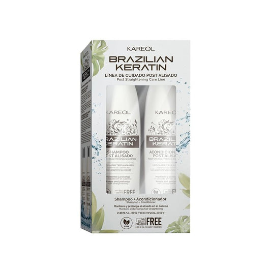 Brazilian Keratin Post Straightening Kit - Sulfate-Free Shampoo & Conditioner for Frizz Control | Vegan Formula