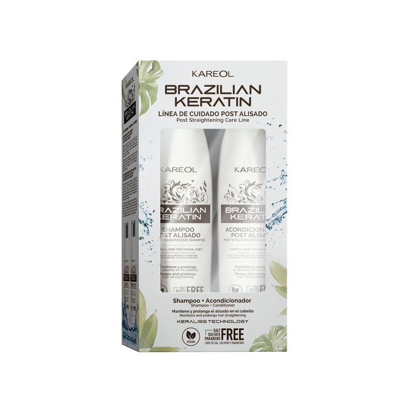 Kareol Brazilian Keratin Post Straightening Kit, Sulfate-Free Shampoo and Conditioner, Frizz Control, Vegan Formula