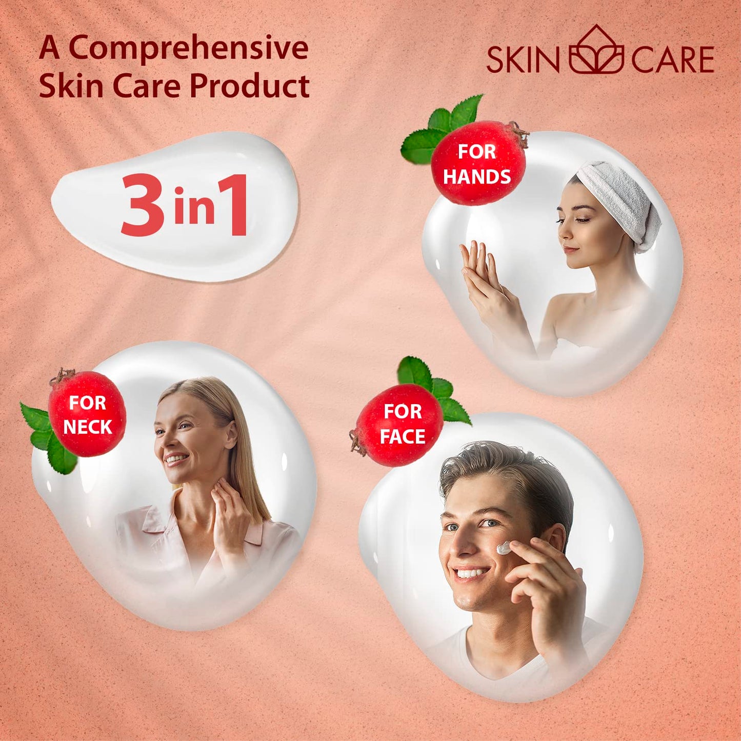 Rosehip Oil 3-in-1 Moisturizer | Face Cream for Crepey Skin, Wrinkles & Sagging - 16.9 fl. oz.
