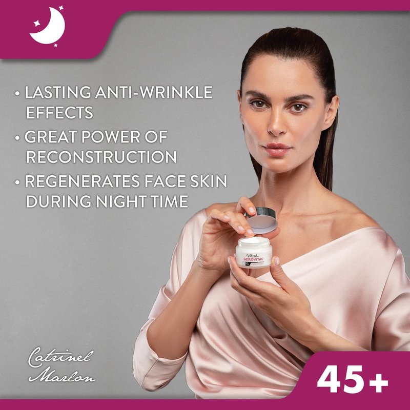Gerovital EVOLUTION Anti-Aging Cream Intense Restructuring With Superoxide Dismutase SOD (The Anti-Aging Super Enzyme), Anti-Wrinkle Effect, Regenerates and Nourishes During the Night, 50 ml