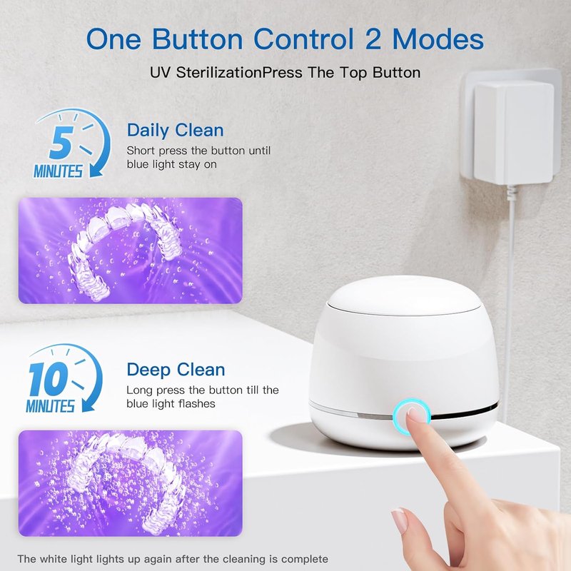 Denture Cleaner Machine - 45kHz Ultrasonic Jewelry & Mouthguard Cleaner | 200ml with Timer