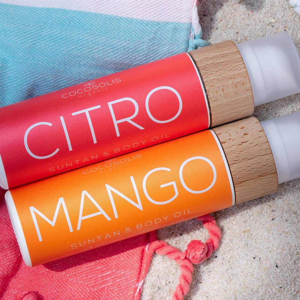 COCOSOLIS CITRO Tanning accelerator - organic tanning oil with vitamin E & citrus scent for a quick, intensive tan - tanning enhancer for a rich chocolate tan - nourishing body lotion