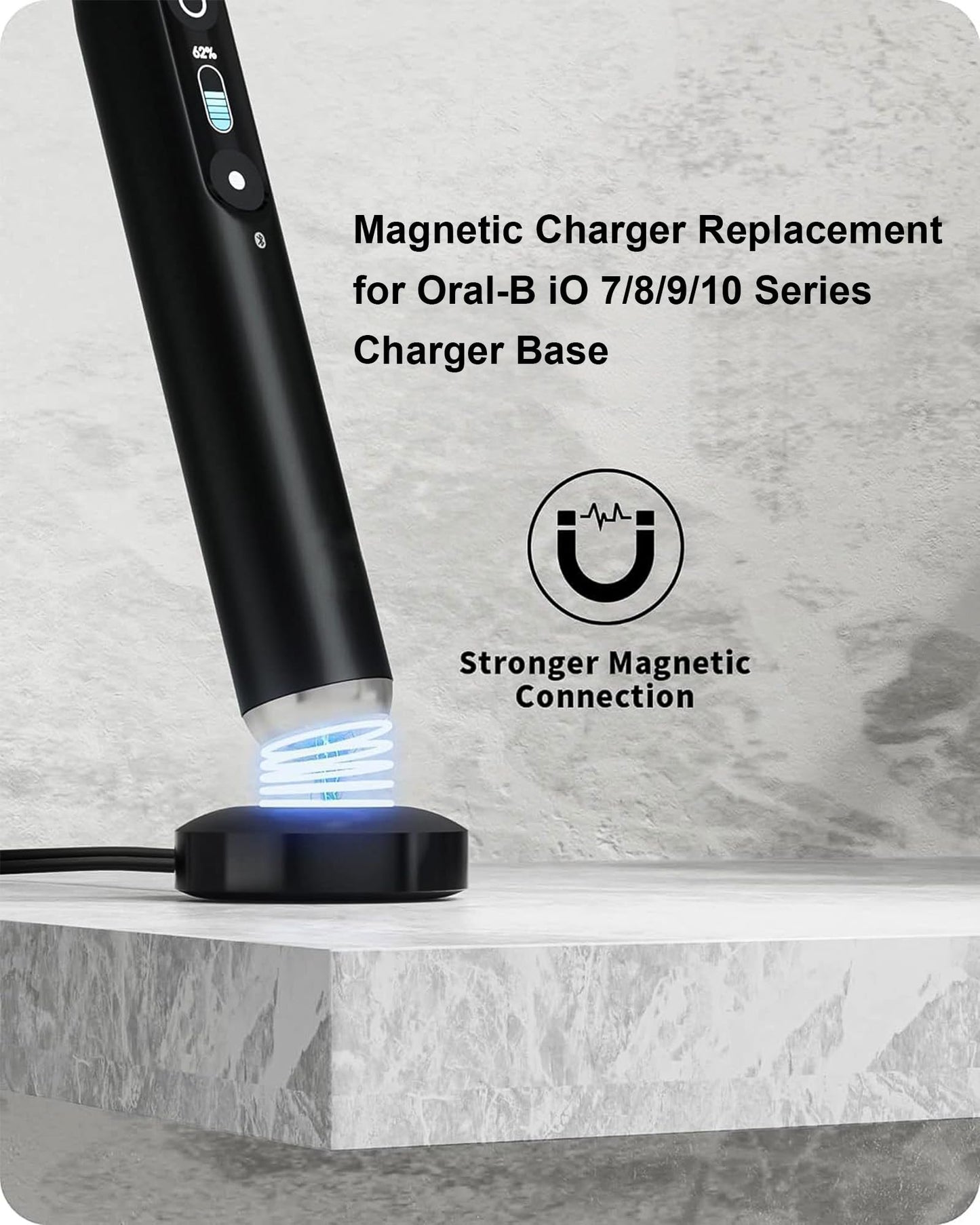 WUKUR Magnetic Charger for Oral-B iO Series 7/8/9/10 Electric Toothbrush, Magnetic Charging Base Compatible with Oral-B Electric Toothbrush iO Series (Black)