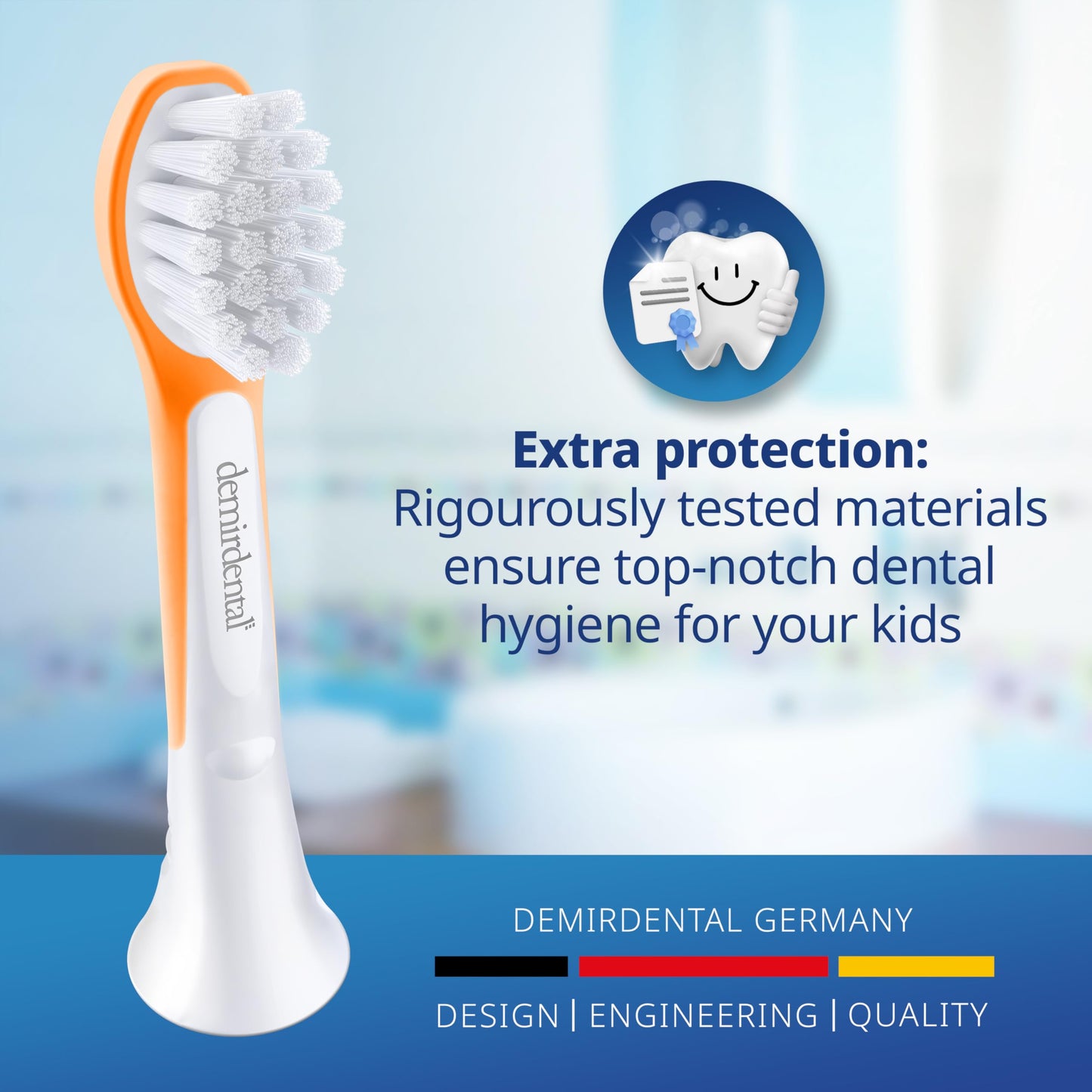 demirdental Kids Mini Toothbrush Heads Compatible with Philips Sonicare Compact Kids Toothbrush Heads - Replacement Heads Sensitive - Brush Heads from Ages 3 to 6 - Orange - Replaces HX6038-8 Pack