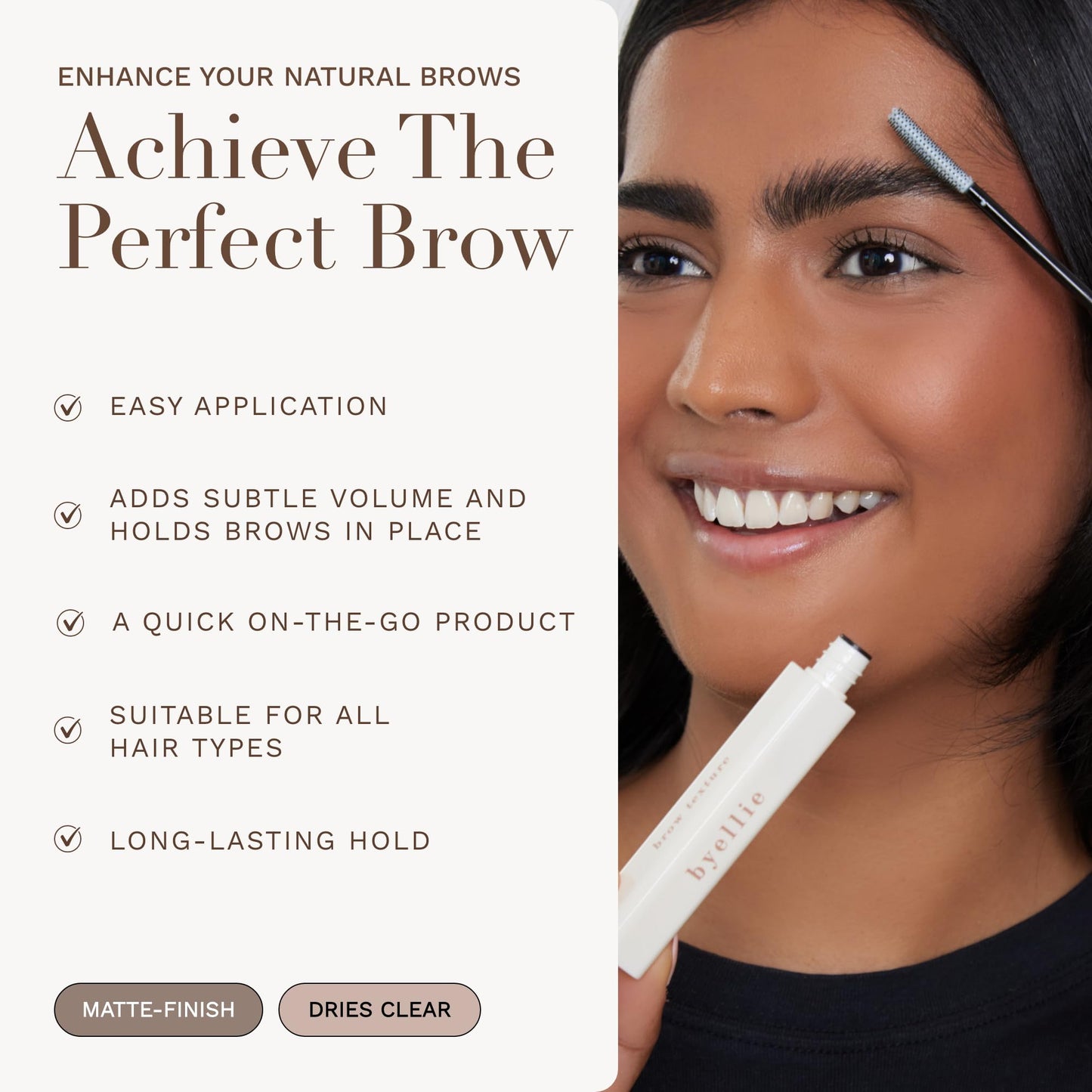 Byellie Brow Texture 12ml, Soft-Hold, Texturising Clear Eyebrow Gel, Define & Shape, Flexible Hold, No White Cast or Residue, Easy to Use Fluffy Brow Look, Natural Makeup, Vegan & Cruelty Free