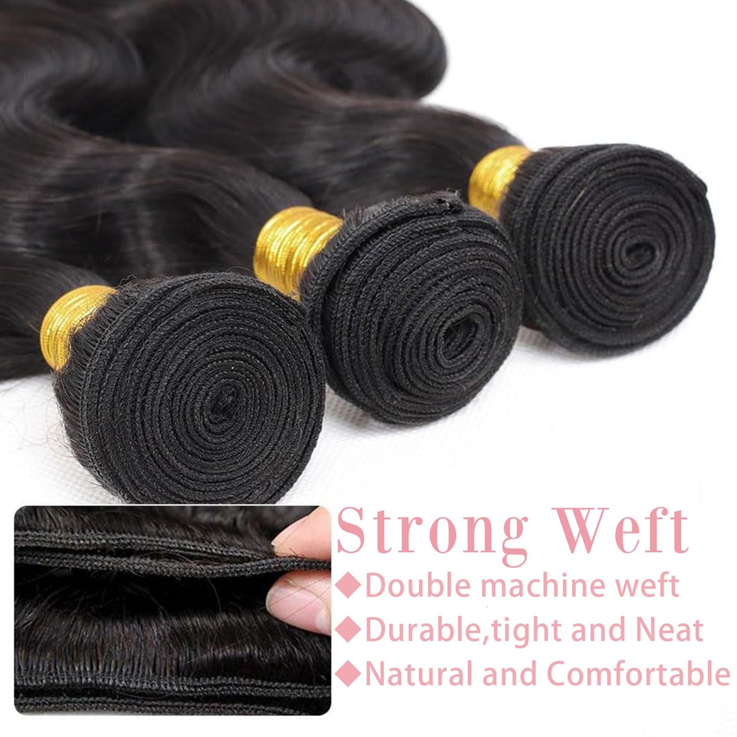 Asxdovig 12A Human Hair Bundles 10 12 14 Inch Body Wave Bundles Human Hair 100% Unprocessed Brazilian Virgin Weave 3 Bundle Real Natural Black Wet and Wavy Human Hair Extensions 1B Color for Women
