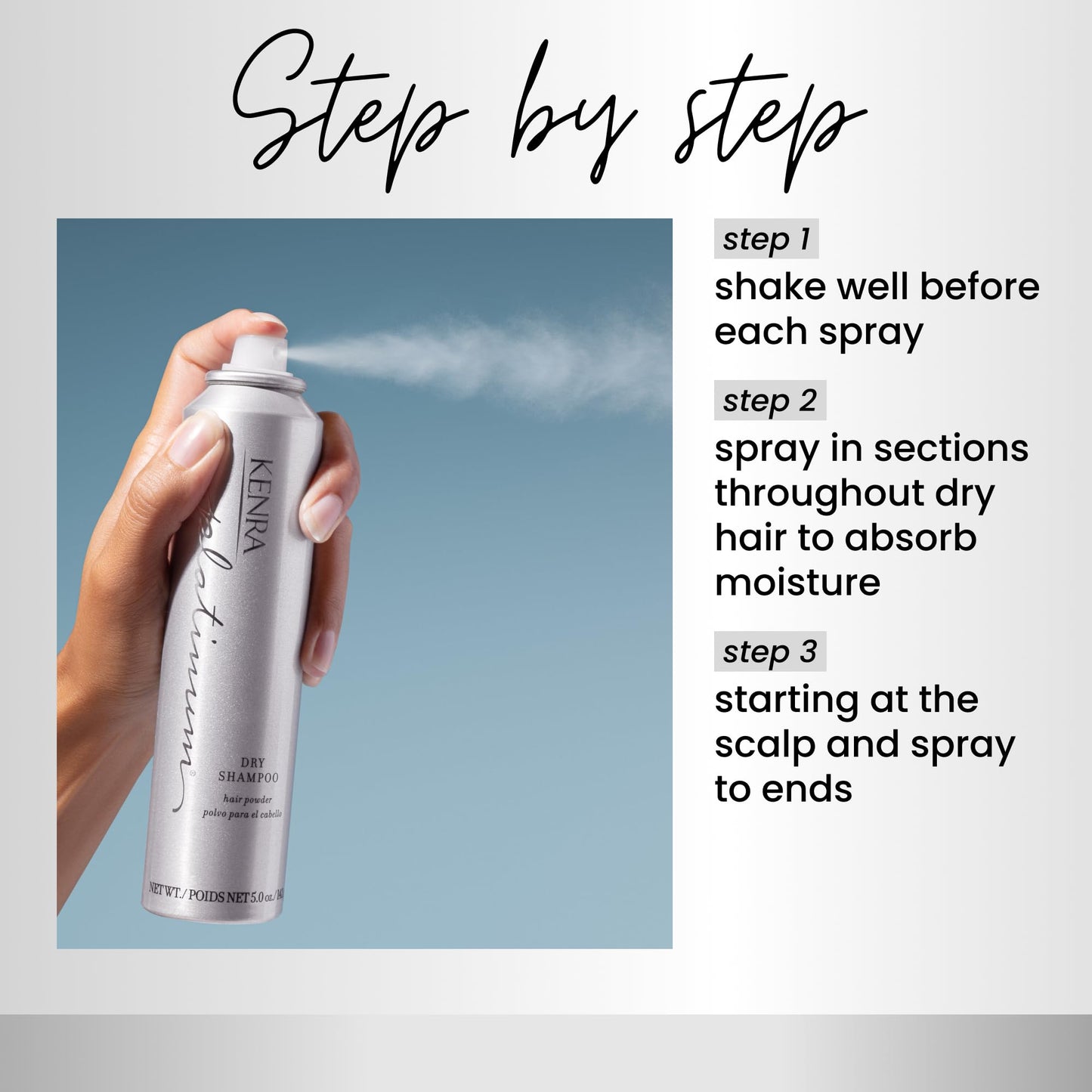 Kenra Platinum Dry Shampoo | Oil Absorbing Spray | Instantly Revives & Refreshes Hair | Saves Time & Extends Blowouts | All Hair Types | 5 fl oz