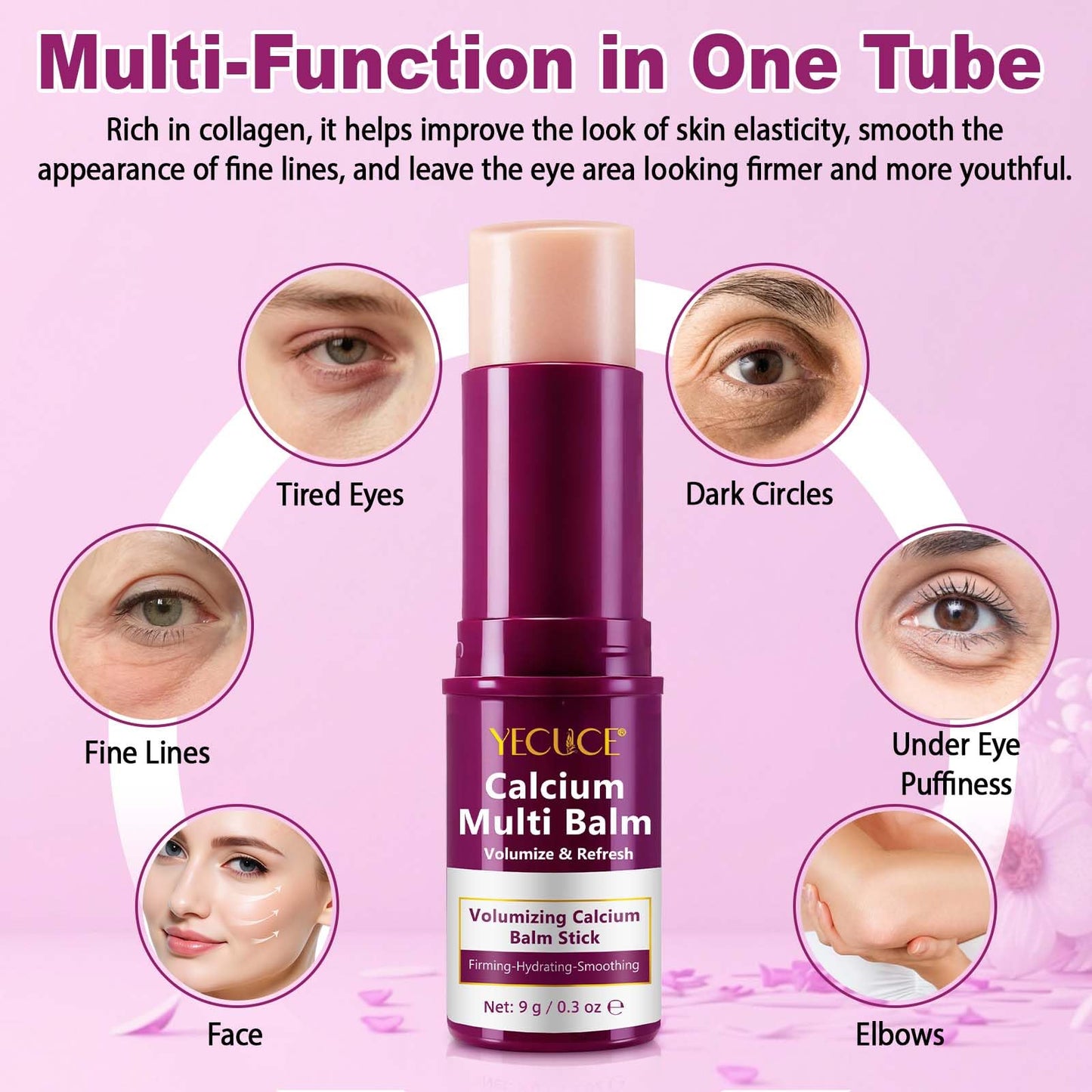 NIFEISHI Calcium Volume Multi Balm Stick, (2pcs) Calcium Volume Balm, Anti Wrinkle, Firming & Moisturizing, Hydrating, Lifting Cream for Lip, Eye, Face, Neck- Suitable for All Skin Types 0.3oz