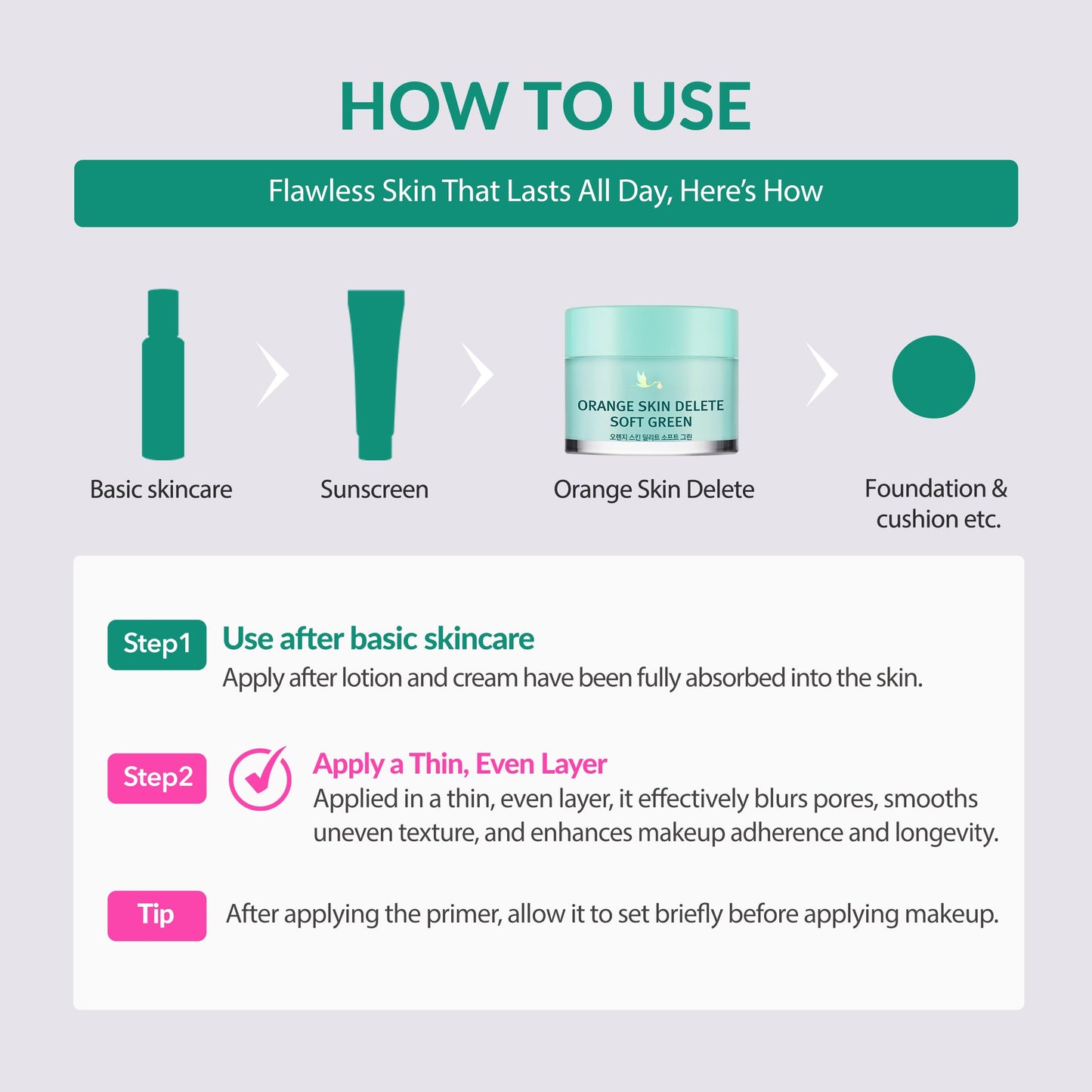 Orange Skin Delete Soft Green Pore Primer Skin Smoothing Long Lasting Wear Korean Makeup 30g 1.06 oz