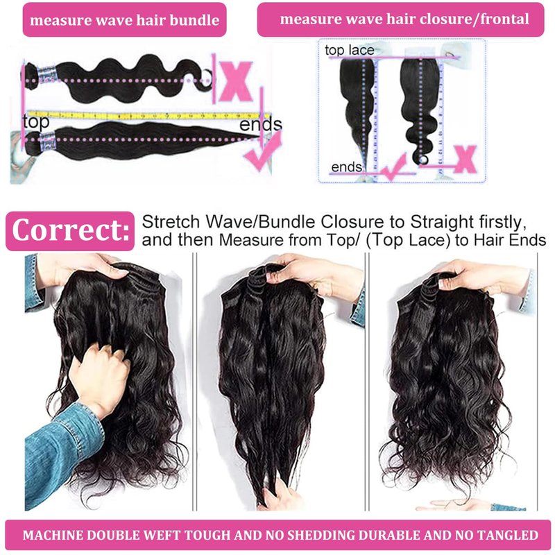 Human Hair Bundles Body Wave 10 12 14 Inch 100% Unprocessed Brazilian Body Wave 3 Bundles Human Hair Extensions for Women Quick Weave Natural Color