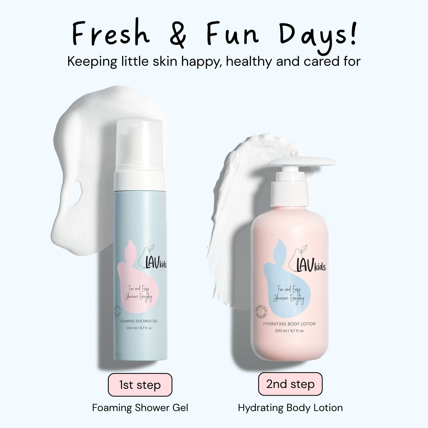 LAV KIDS Body Care Set, Foaming Body Wash and Delicate Body Lotion, Natural Pear and Chamomile, 150ml