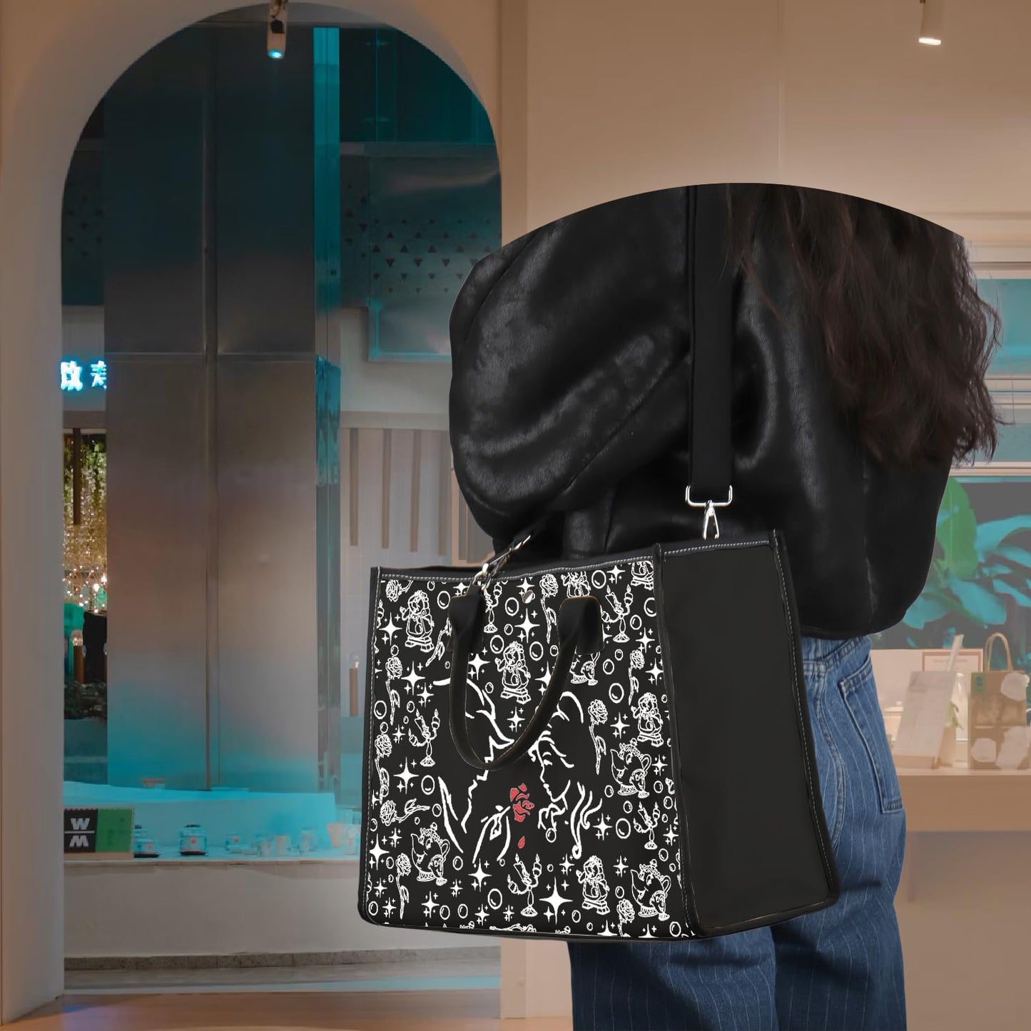 Beast tote Bag Beauty Princess Gift Princess Inspired Gifts Fairytale Lover Gift (BLK-Beast LT)