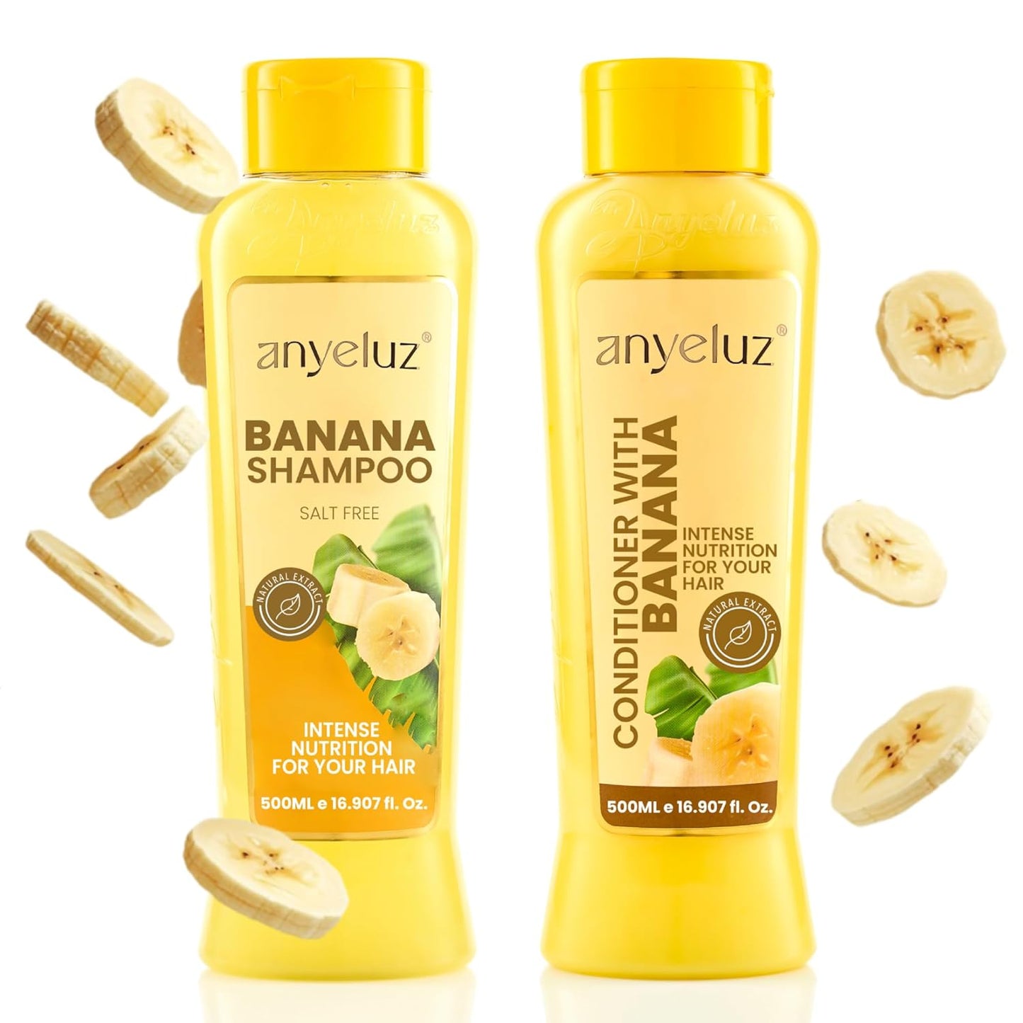 Banana Hair Care Duo Set - Moisturizing Shampoo & Nourishing Conditioner for Dry, Damaged Hair | Natural Fruit-Infused Hydration