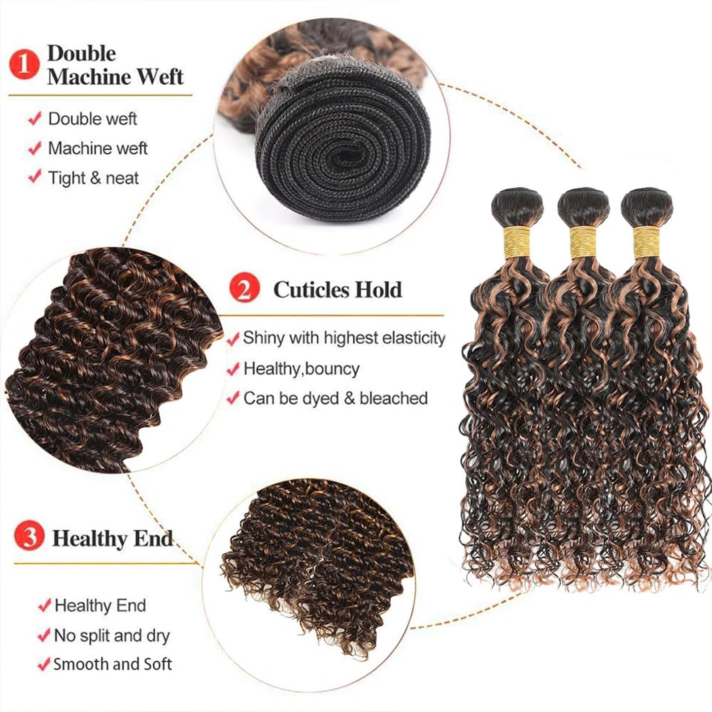Highlight Human Hair Bundles P1B30 Ombre Brown kinky Curly Bundles 8 10 12 inch Double Weft Highlight Brown Kinky Curly Human Hair Weave Brazilian Virgin Remy Hair Extensions